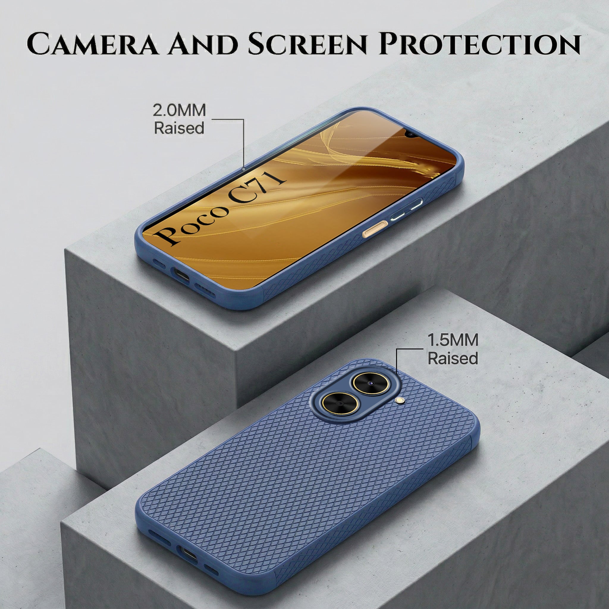 For Poco C71 Combo with Back Cover and 9H Tempered Glass (Liquid Silicone | Camera Protection | Oleophobic Coating Screen Glass)