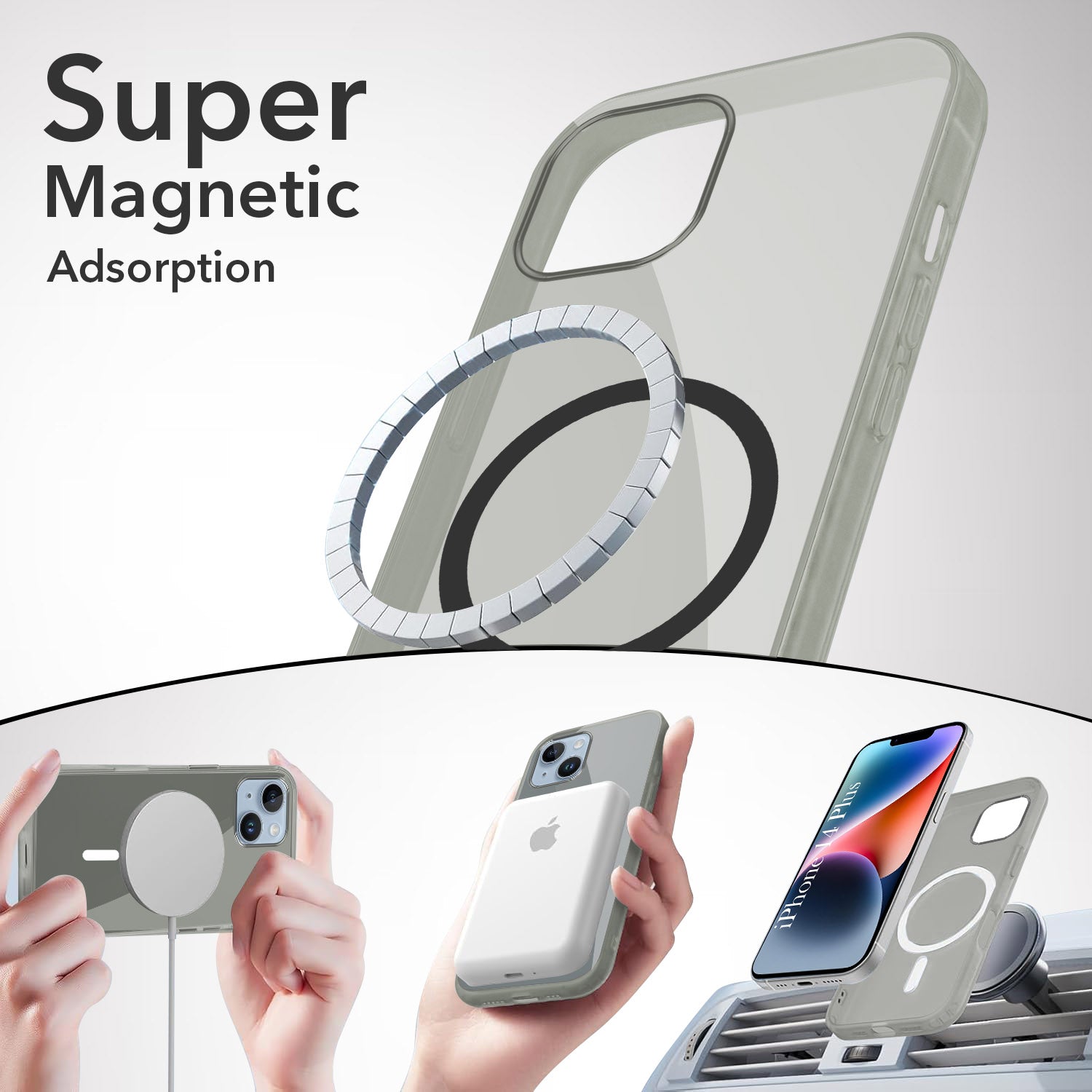 For Apple iPhone 14 Plus Back Cover Case Lifetime Anti-Yellow MagSafe Compatible Clear (Sleek Hard Crystal | Shockproof and Camera Protection)
