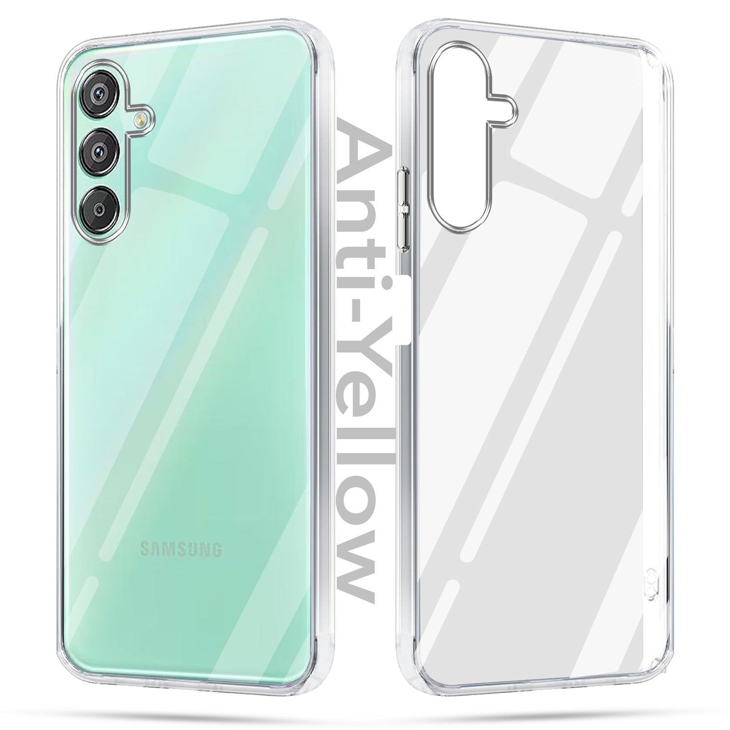 For Samsung Galaxy F15 5G Combo with Back Cover and 9H Tempered Glass (Lifetime Anti-Yellow | Sleek Hard Crystal | Oleophobic Coating Screen Glass)