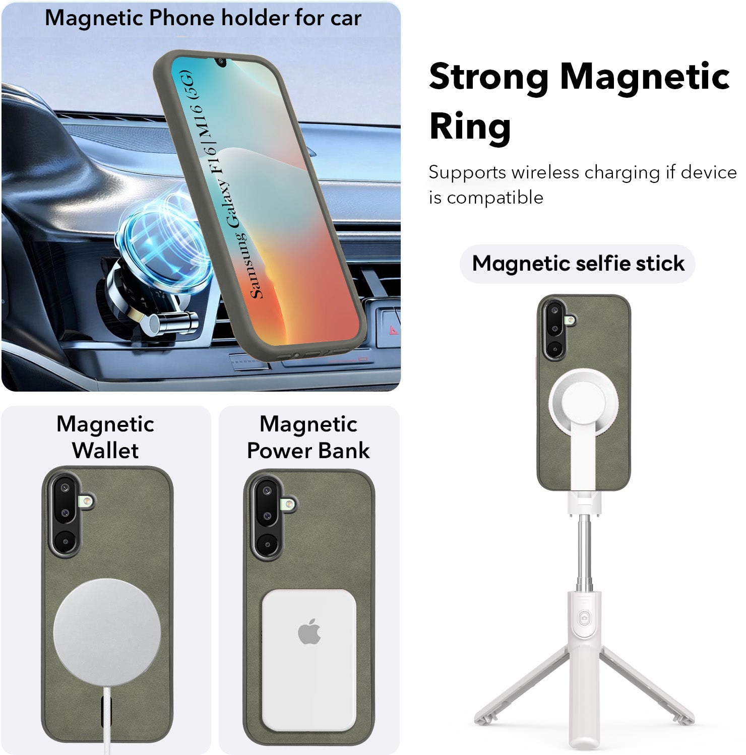 For Samsung Galaxy M16 5G | Samsung Galaxy F16 5G Back Cover Case Leather Finish (MagSafe Compatible Wireless Charging | Soft Touch | Camera Bump Protection)