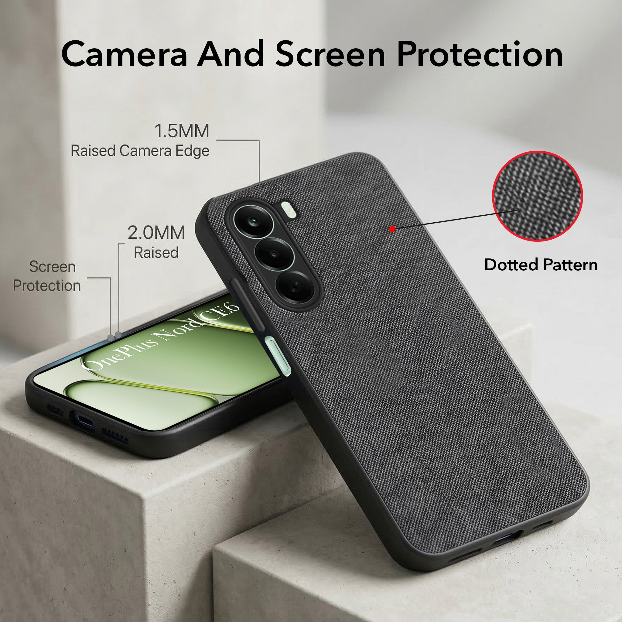 Fore OnePlus Nord CE 6 Lite Combo (Textured Grip Design | Micro-Fiber Cloth Inside | Oleophobic Coating Screen Glass)