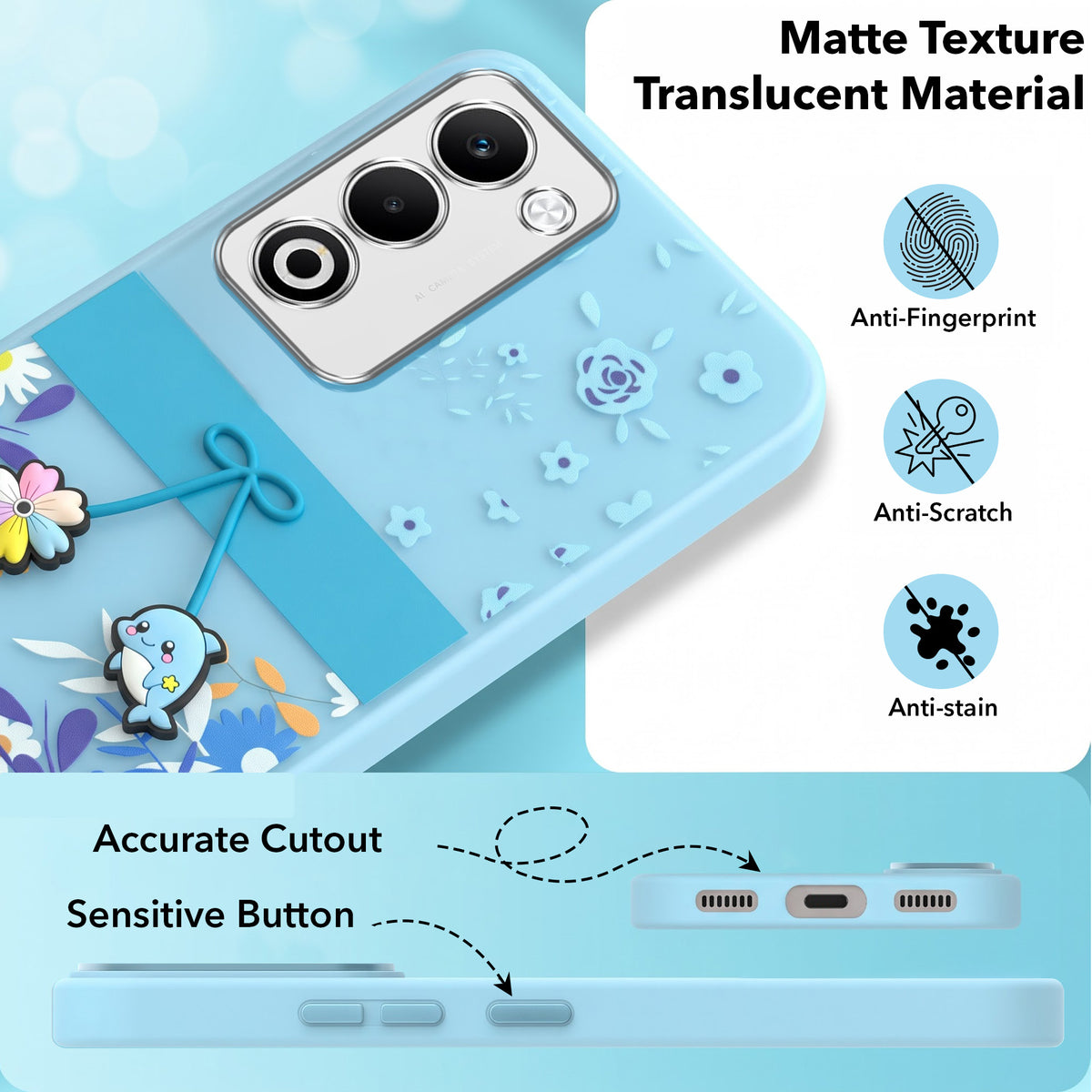 For Oppo A5 5G Back Cover Case (3D Cute Cartoons | Hard Back Side Soft | Matte Premium Finish | HD Printing)
