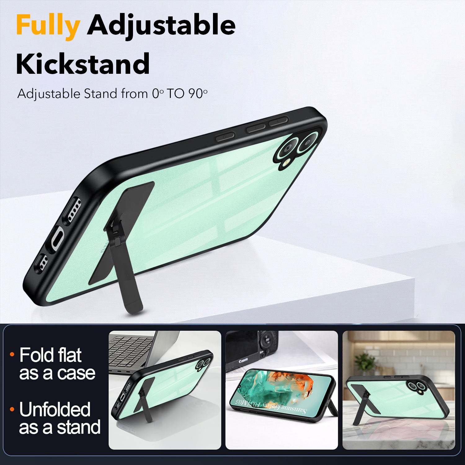 For Samsung Galaxy F05 | M05 Back Cover Case (Built-in Stand | Lifetime Anti Yellow | Kickstand Shockproof | Camera Protection | MagSafe Compatible)