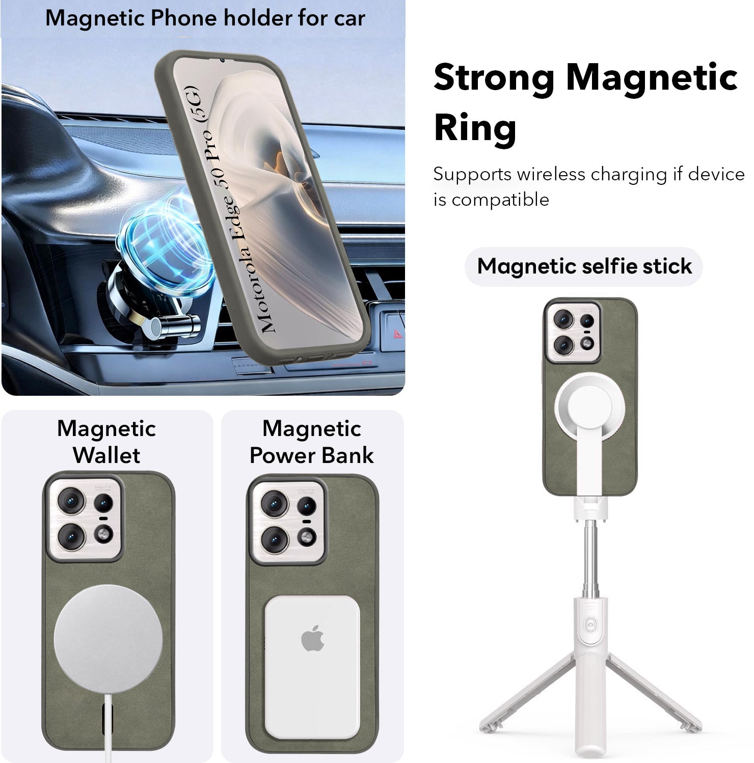 For Motorola Moto Edge 50 Pro Back Cover Case Leather Finish(MagSafe Compatible Wireless Charging | Soft Touch | Camera Bump Protection)