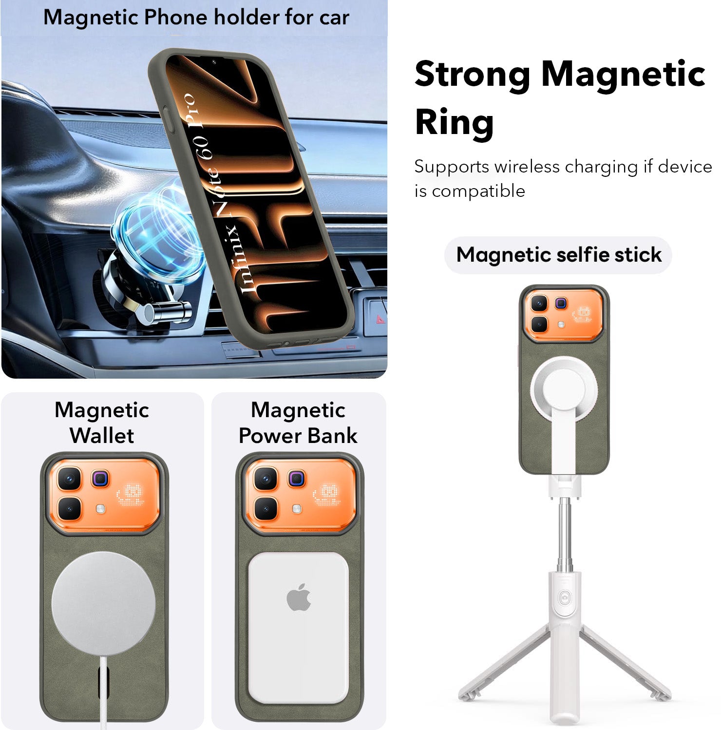 For Infinix Note 60 Pro 5G Back Cover Case Leather Finish (MagSafe Compatible Wireless Charging | Soft Touch | Camera Bump Protection)