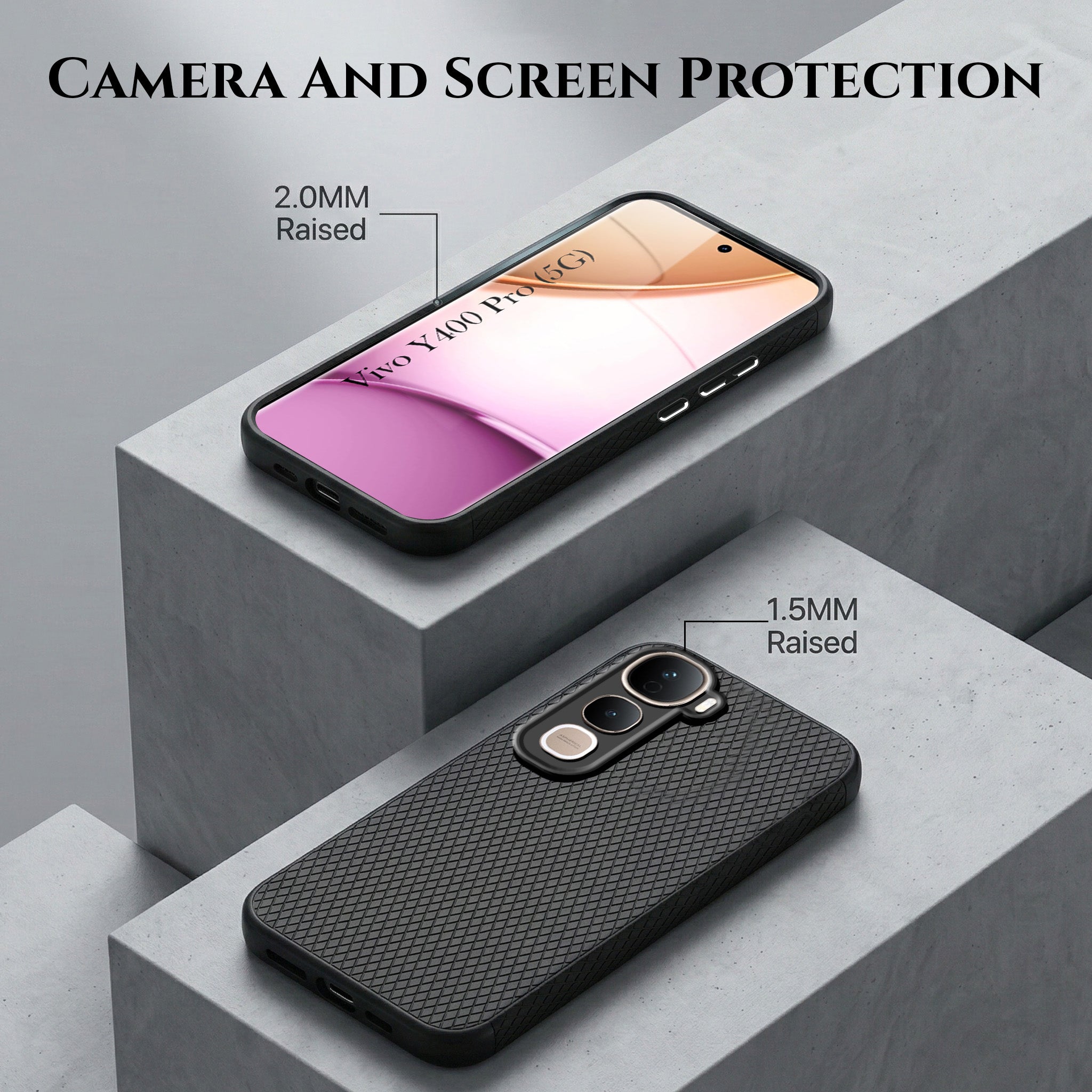 For Vivo Y400 Pro Combo with Back Cover and 9H Tempered Glass (Liquid Silicone | Camera Protection | Oleophobic Coating Screen Glass)