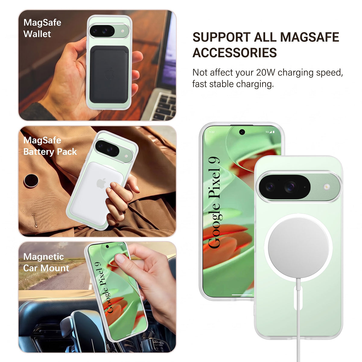 For Google Pixel 9 Matte Finish Back Case Cover (MagSafe Compatible | Translucent Soft Touch | Slim and Unbreakable)