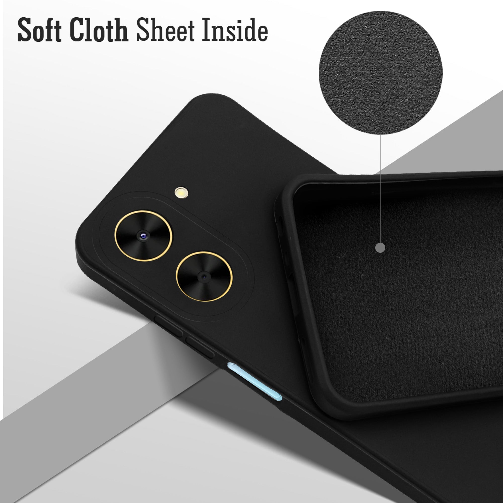 For Poco C71 Back Cover Case (Matte Finish Silicone with Inside Fiber Cloth)