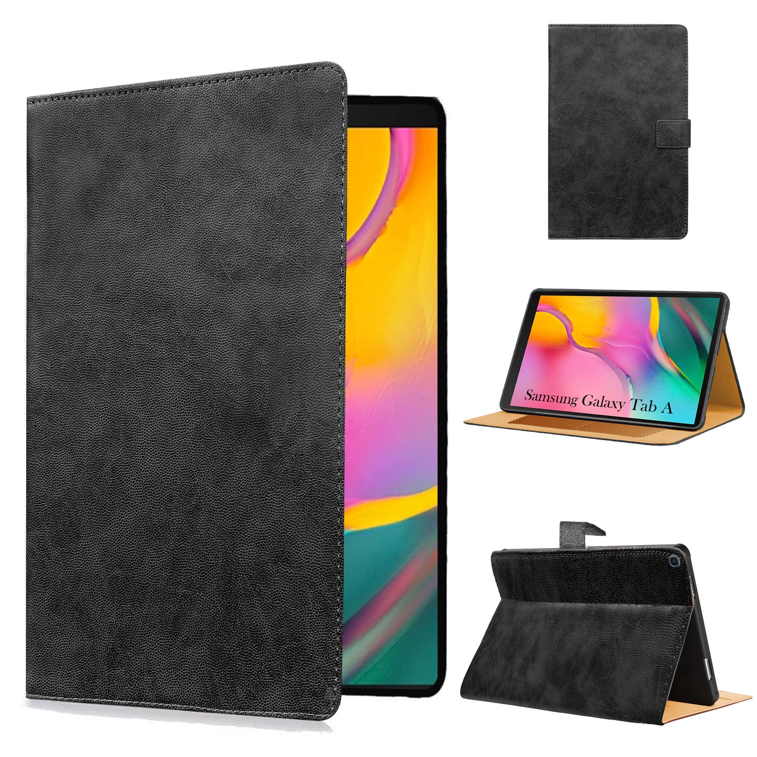 For Samsung Galaxy Tab A (T515) 10.1 Inch SM-T515/T510 Flip Cover Folio Cover (PU Leather | Multi-Angle Smart Stand | Card Storage Slots | Silicone Back Pouch)