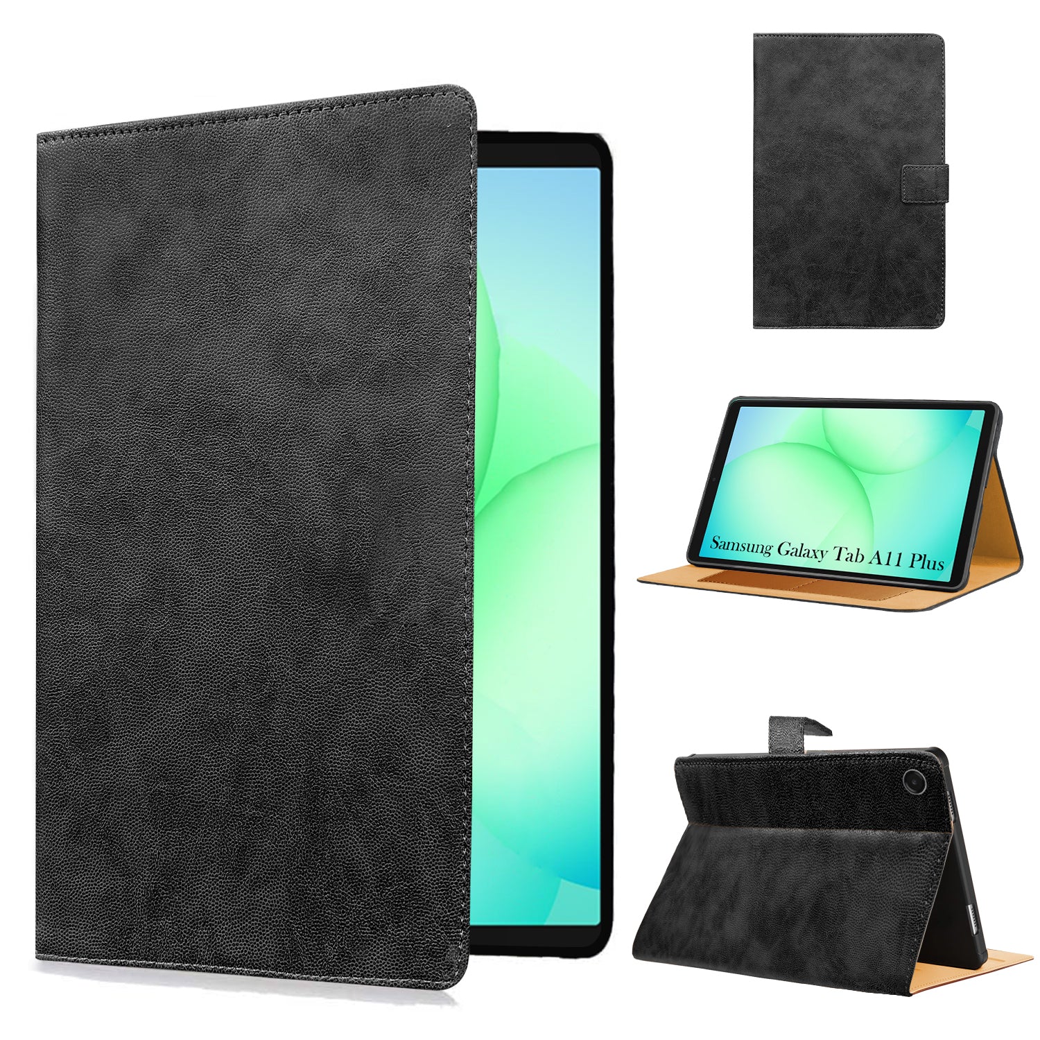 For Samsung Galaxy Tab A11 Plus 11 Inch SM-X230/X236B Flip Cover Folio Cover (PU Leather | Multi-Angle Smart Stand | Card Storage Slots | Silicone Back Pouch)