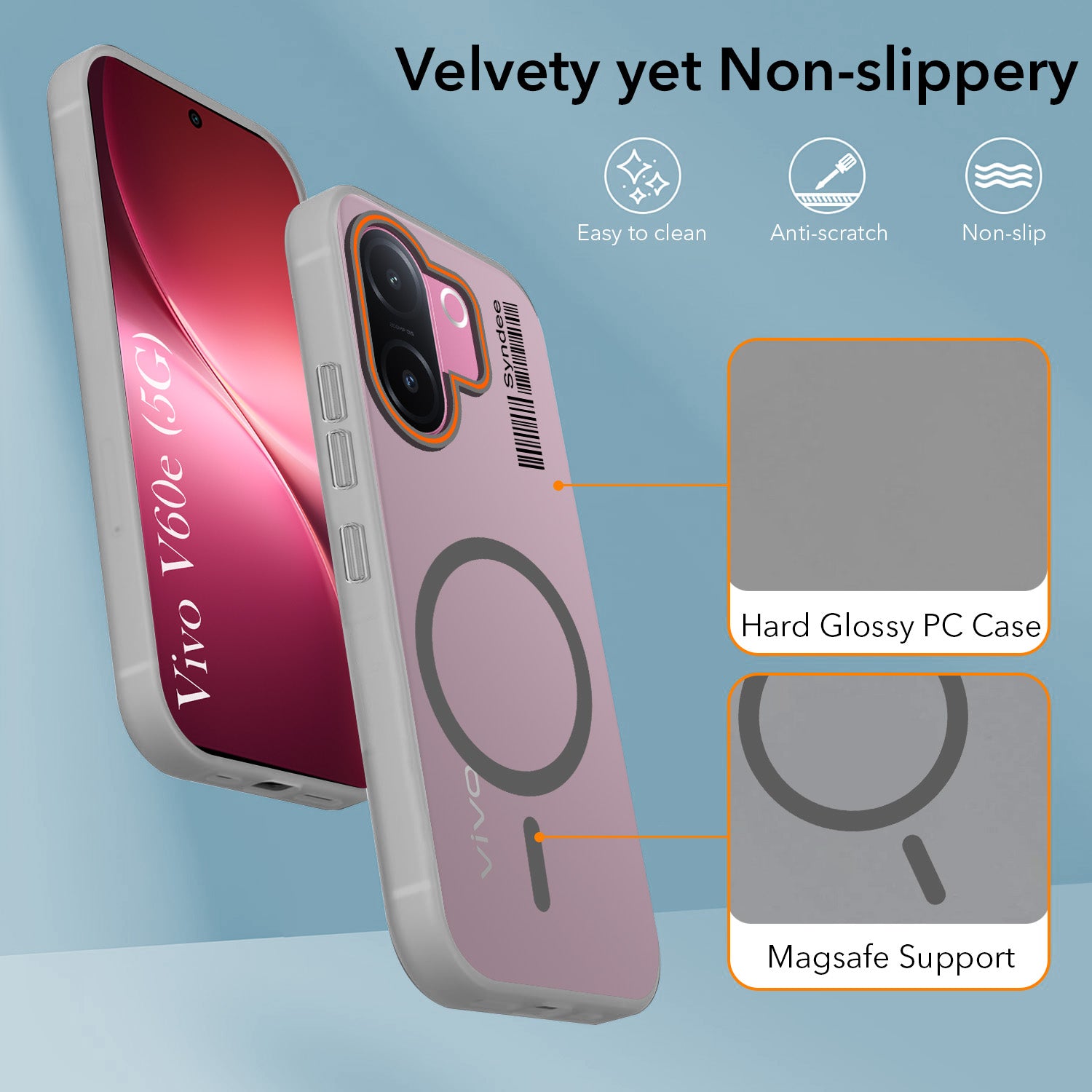 For Vivo V60e Back Cover Case (Soft Touch | Camera Bump Protection | MagSafe Compatible | Matte Finish)