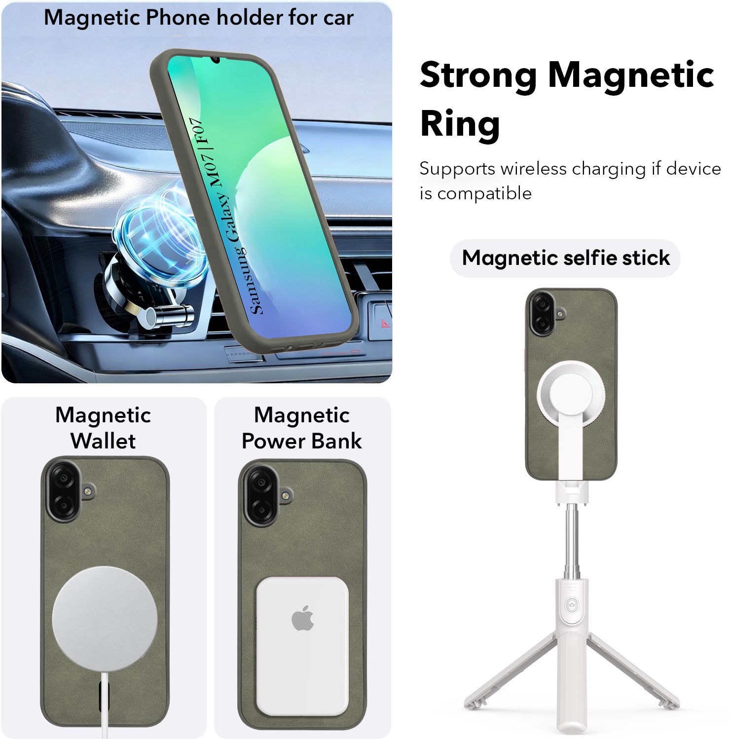 For Samsung Galaxy M07 | Samsung Galaxy F07 Back Cover Case Leather Finish (MagSafe Compatible Wireless Charging | Soft Touch | Camera Bump Protection)