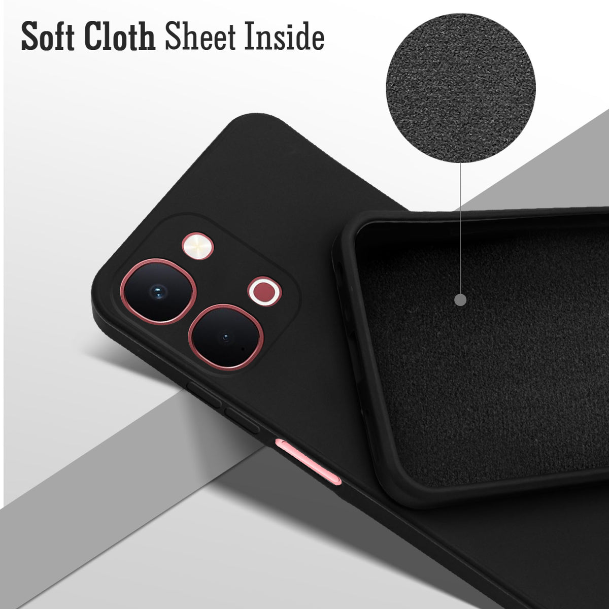 For Vivo Y31T 5G Back Cover Case (Matte Finish Silicone with Inside Fiber cloth)