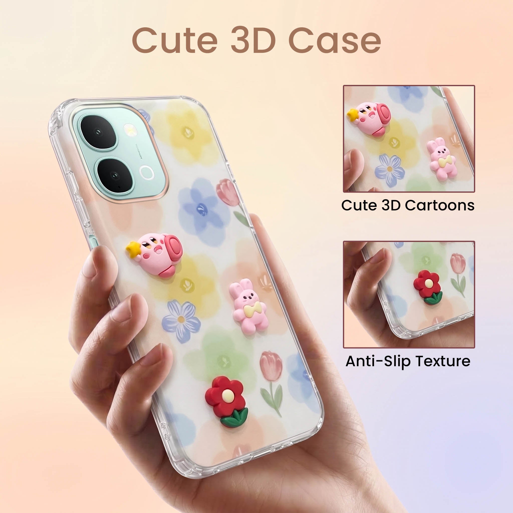 For Vivo iQOO Z11x 5G Back Cover Case (3D Cute Cartoons | Hard Back Side Soft | Matte Premium Finish | HD Printing)