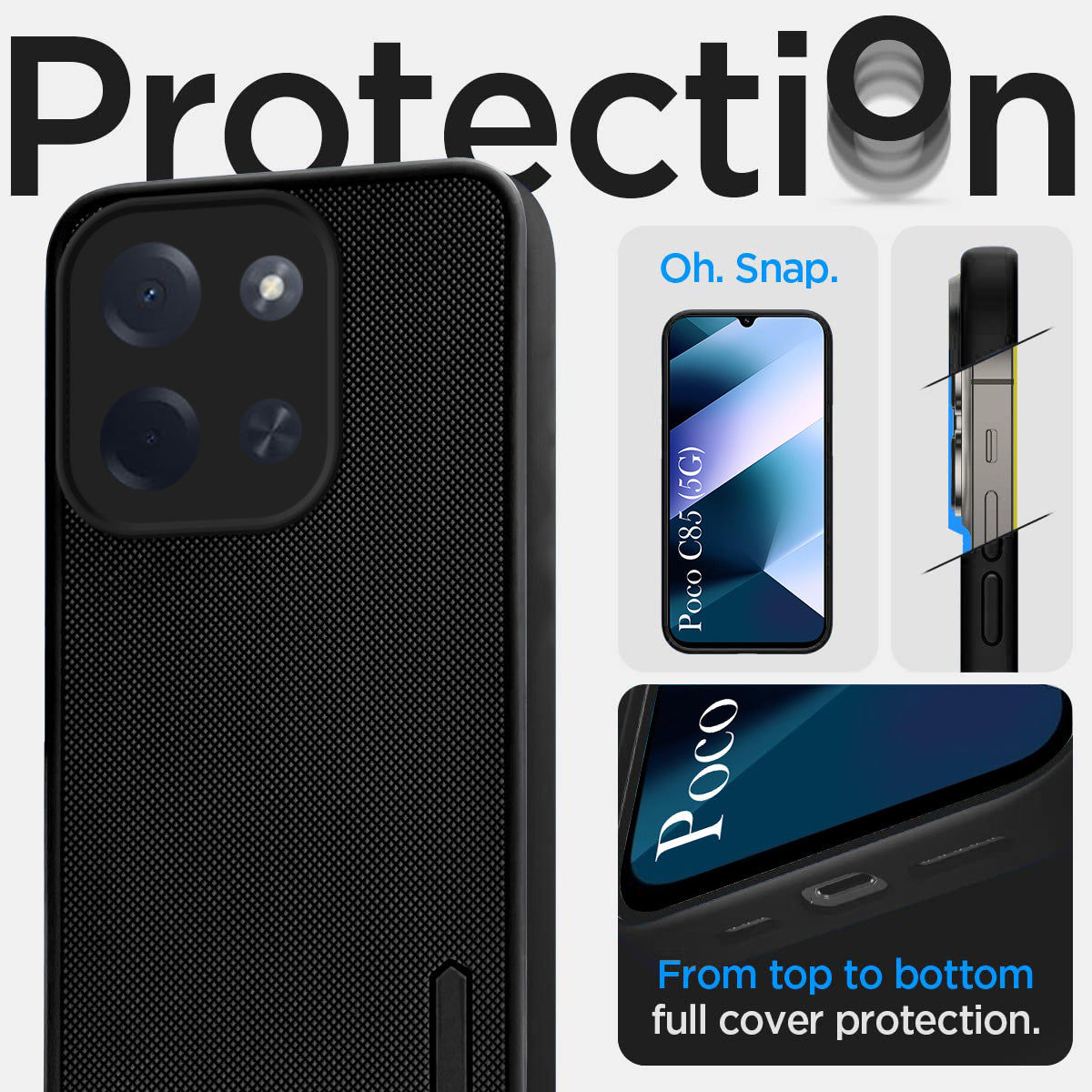 For Poco C85 5G Back Cover Case Rubberised (Textured Grip Design | Micro-Fiber Cloth Inside | Slim and Light Weight | Soft Touch and Feel)