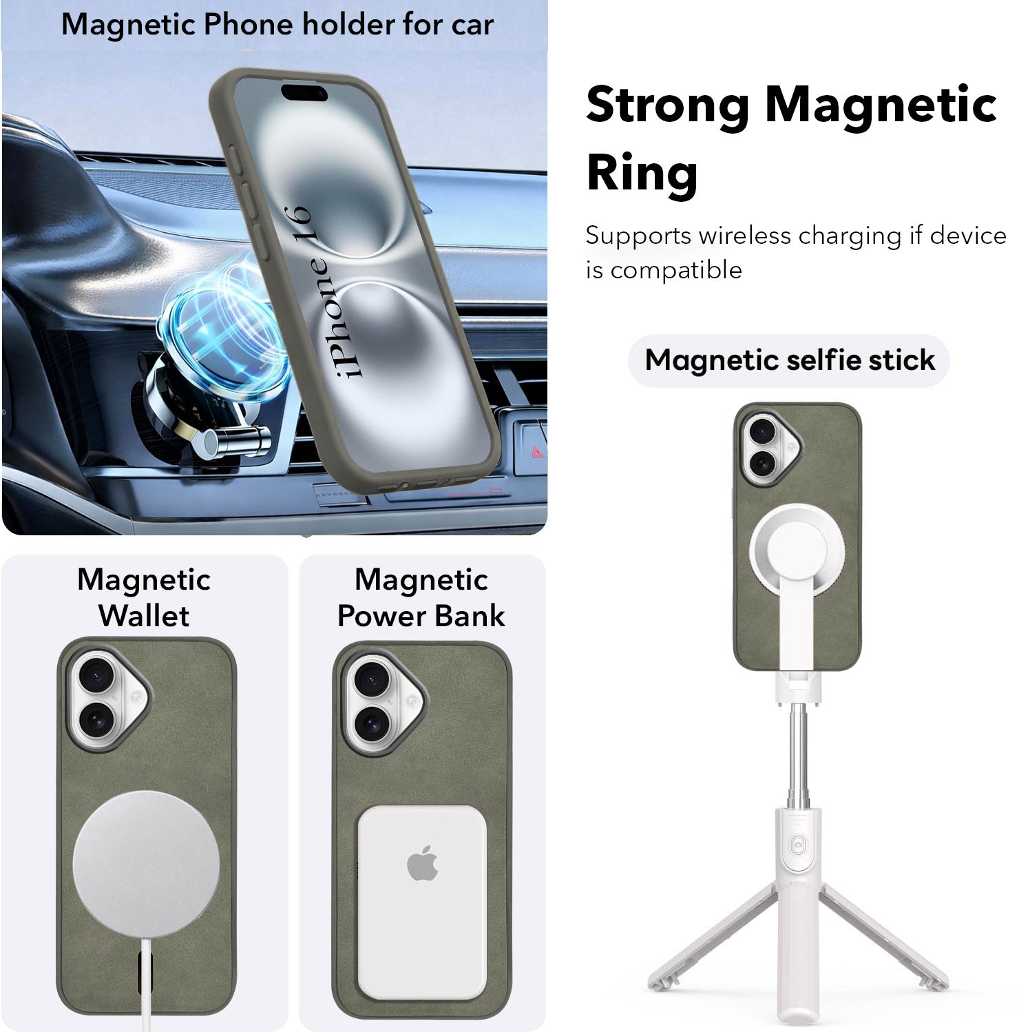 For Apple iPhone 16 Back Cover Case (Sleek Leather Finish | MagSafe Compatible Wireless Charging | Camera Bump Protection)