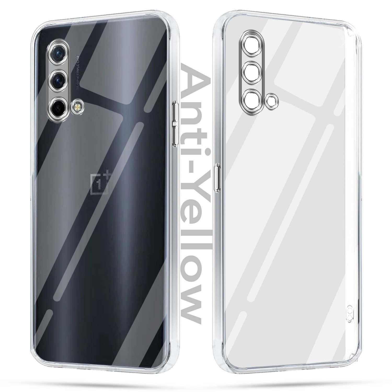 For OnePlus Nord CE 5G Combo with Back Cover and 9H Tempered Glass (Lifetime Anti-Yellow | Sleek Hard Crystal | Oleophobic Coating Screen Glass)