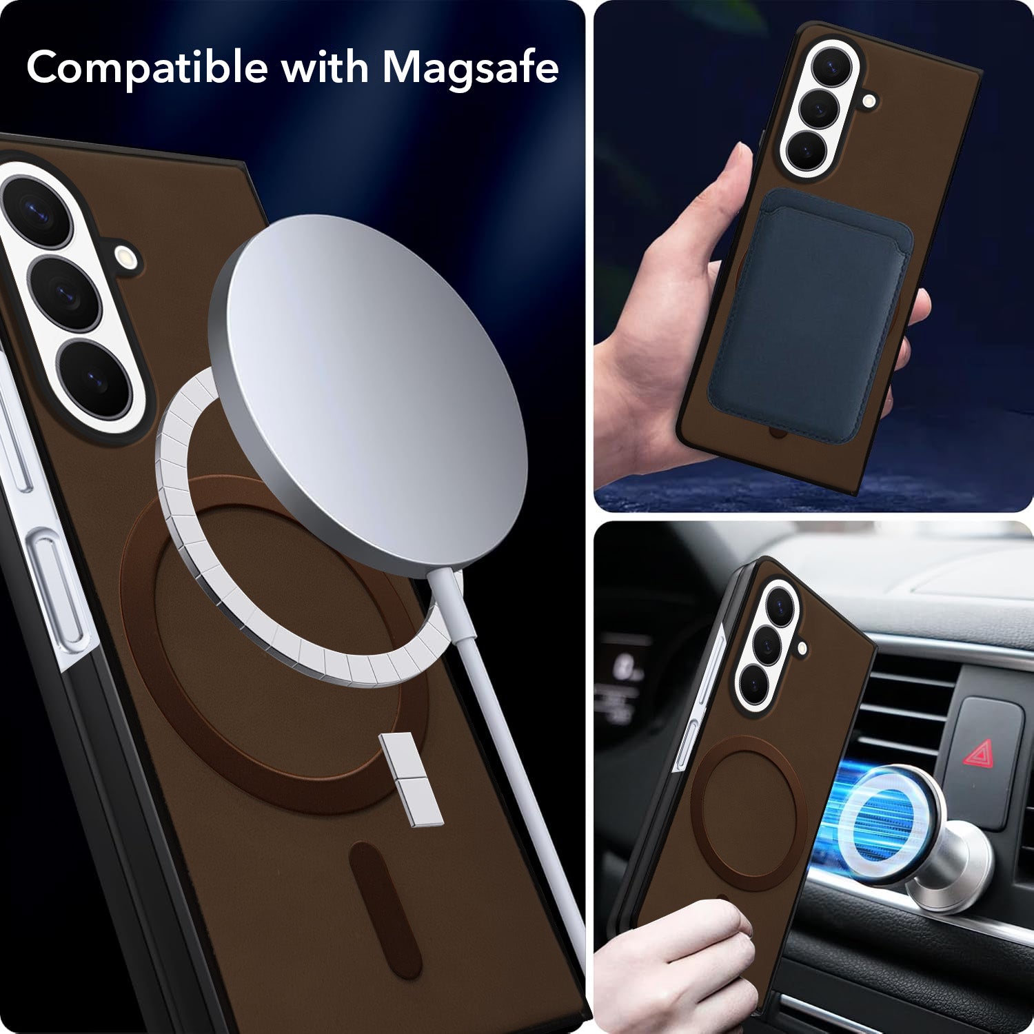 For Samsung Galaxy Z Fold 8 Ultra Back Cover Case Leather Finish (MagSafe Wireless Charging Compatible | Inside Microfiber Cloth)
