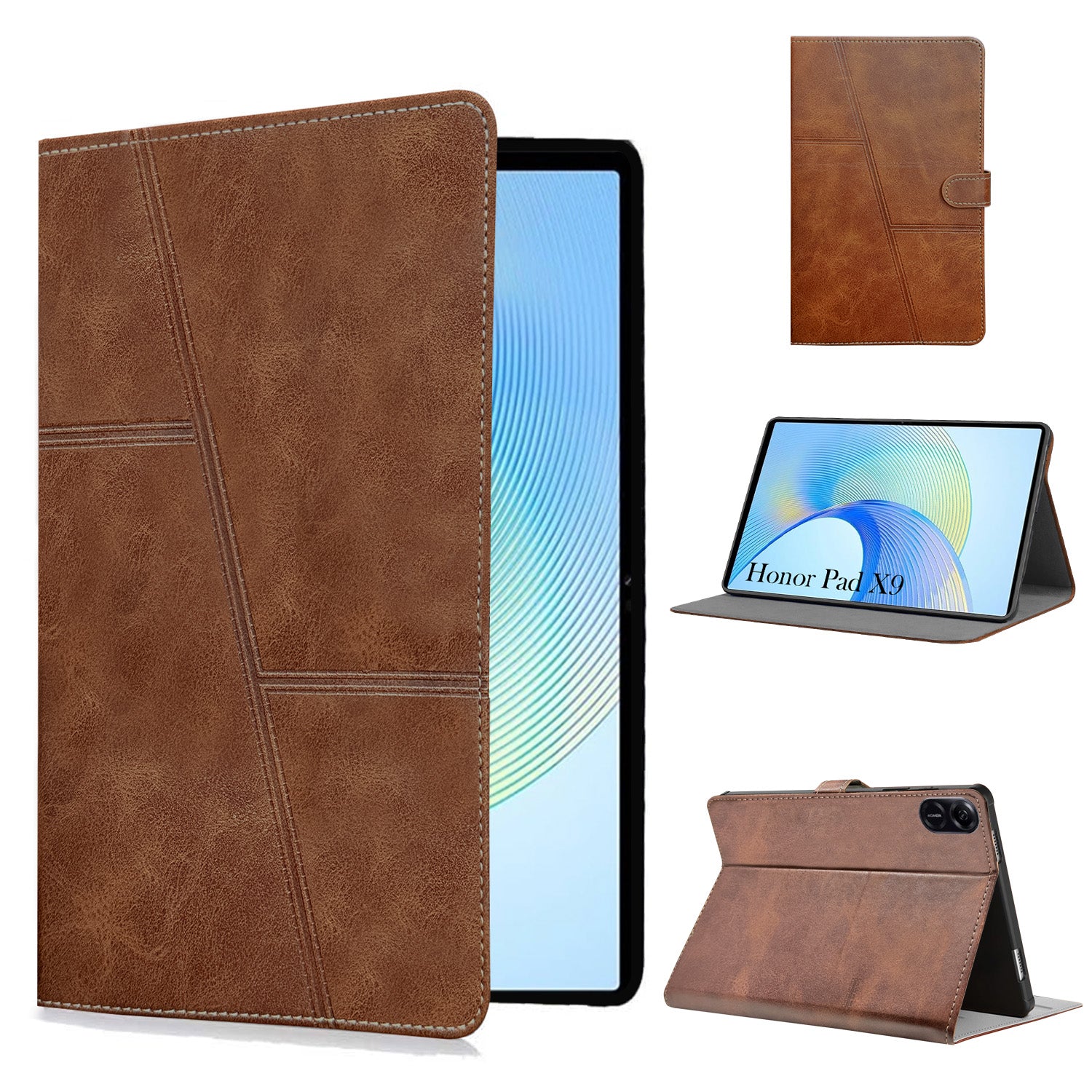 For Honor Pad X9 11.5 Inch Flip Cover Folio Case (PU Leather | Multi-Angle Smart Stand | Card Storage Slots | Silicone Back Pouch)