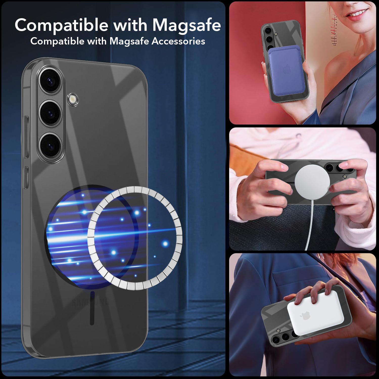 For Samsung Galaxy S24 Plus Back Cover Case Crystal Anti Yellow (MagSafe Wireless Charging Support |Camera Protection Bump)