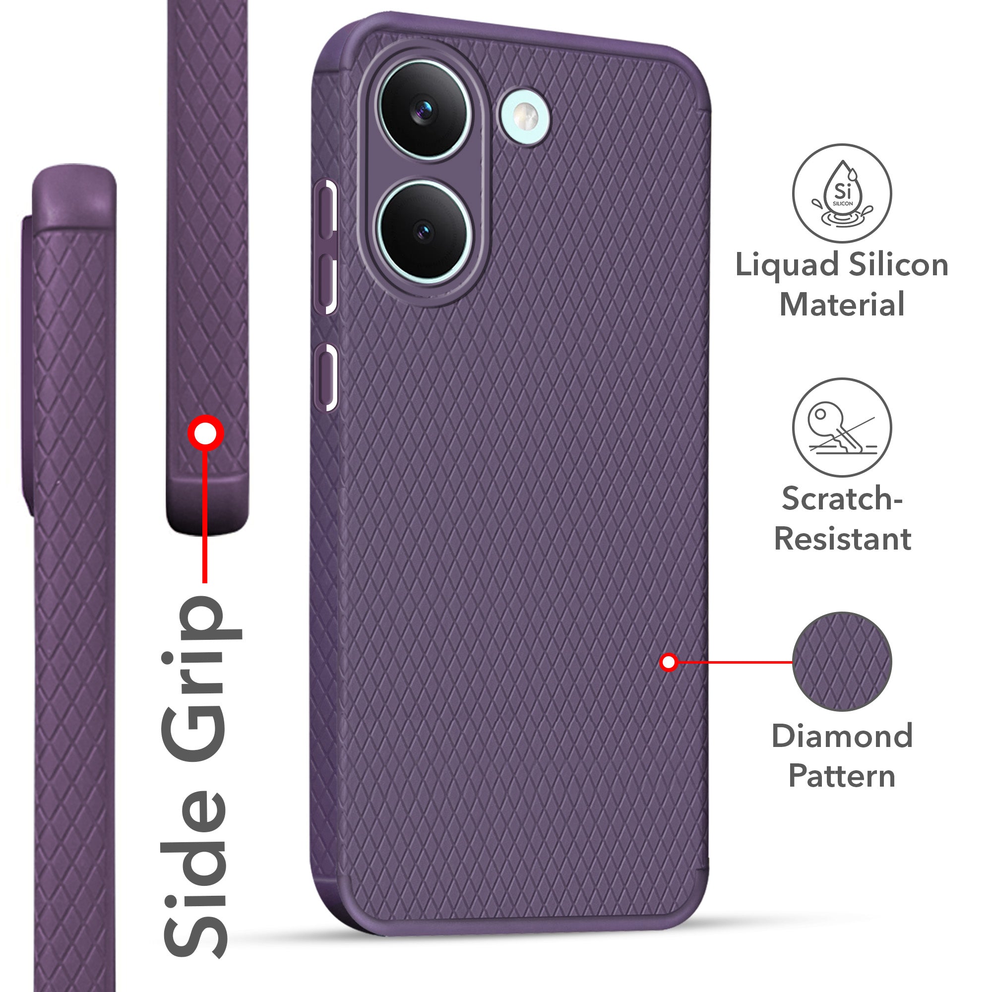 For Poco X8 Pro Back Cover Case Liquid Silicone (Camera Protection | Side Grip Texture | Soft and Flexible)