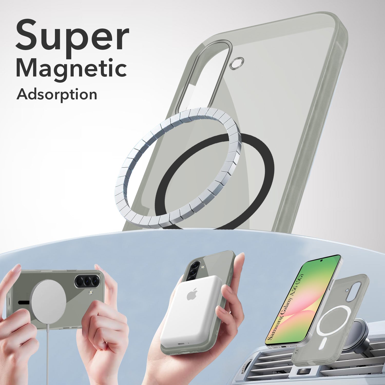 For Samsung Galaxy A56 Back Cover Case Lifetime Anti-Yellow MagSafe Compatible Clear (Sleek Hard Crystal | Shockproof and Camera Protection)