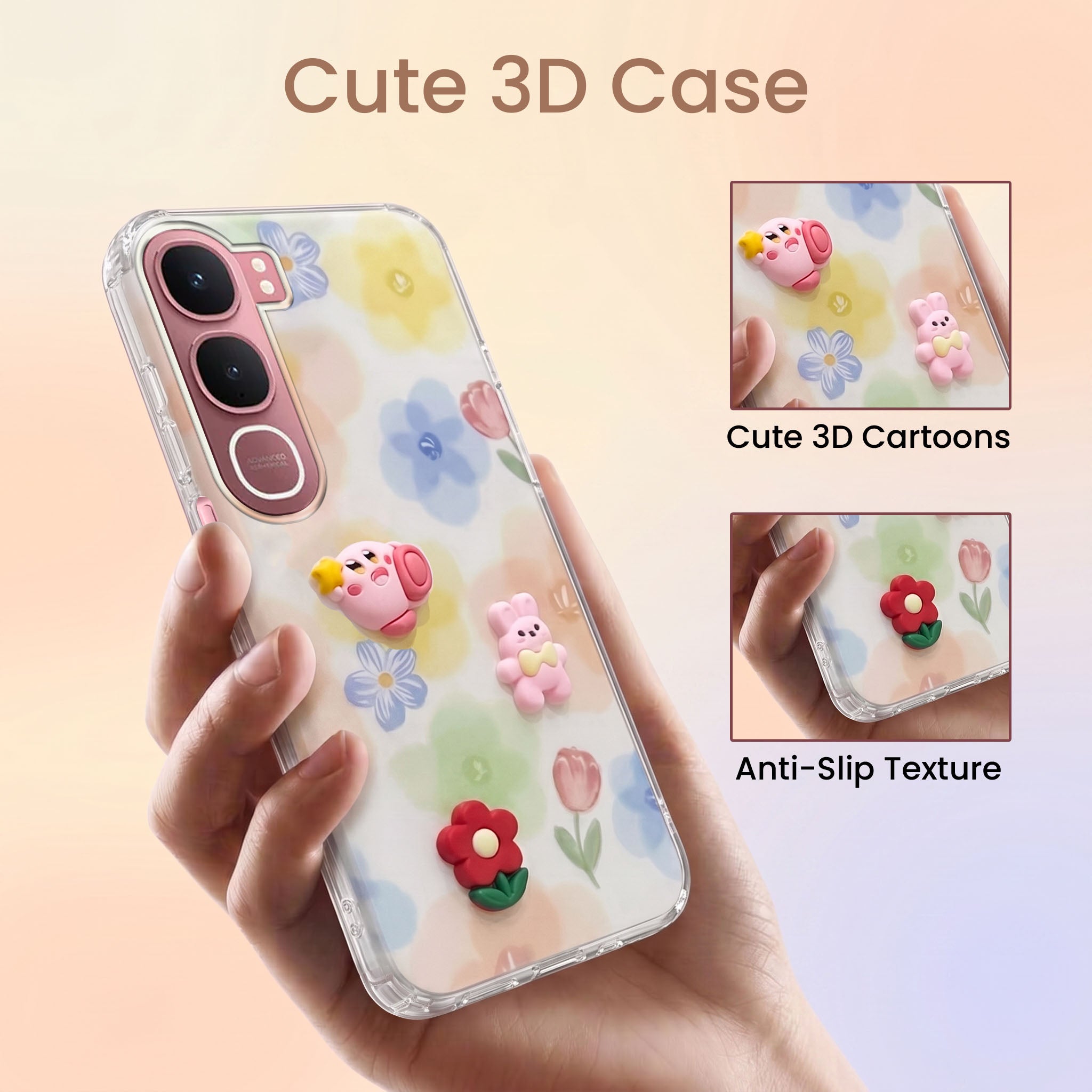 For Vivo Y31 5G Back Cover Case (3D Cute Cartoons | Hard Back Side Soft | Matte Premium Finish | HD Printing)