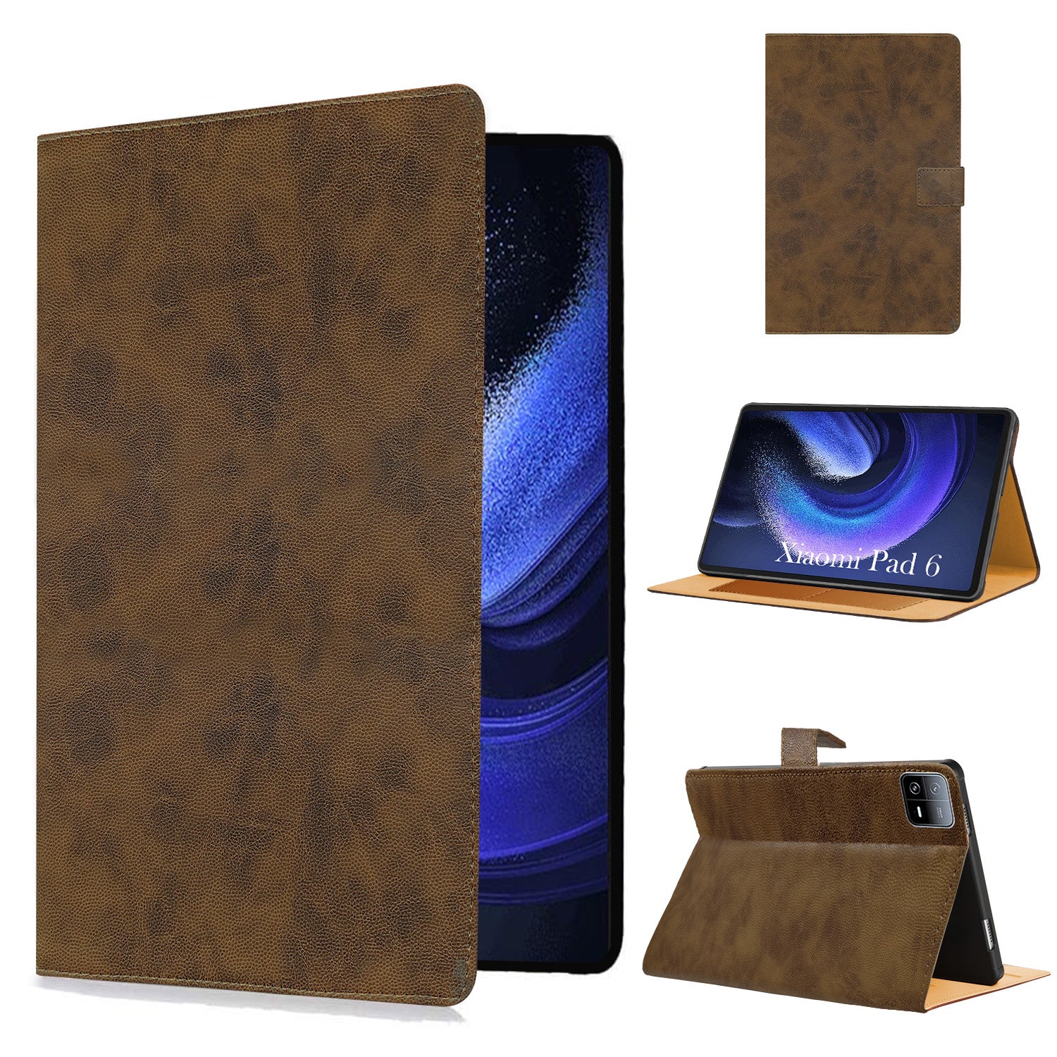 For Xiaomi Pad 6 11 Inch 23043RP34C/23043RP34G/23043RP34I Flip Cover Folio Cover(PU Leather | Multi-Angle Smart Stand | Card Storage Slots | Silicone Back Pouch)