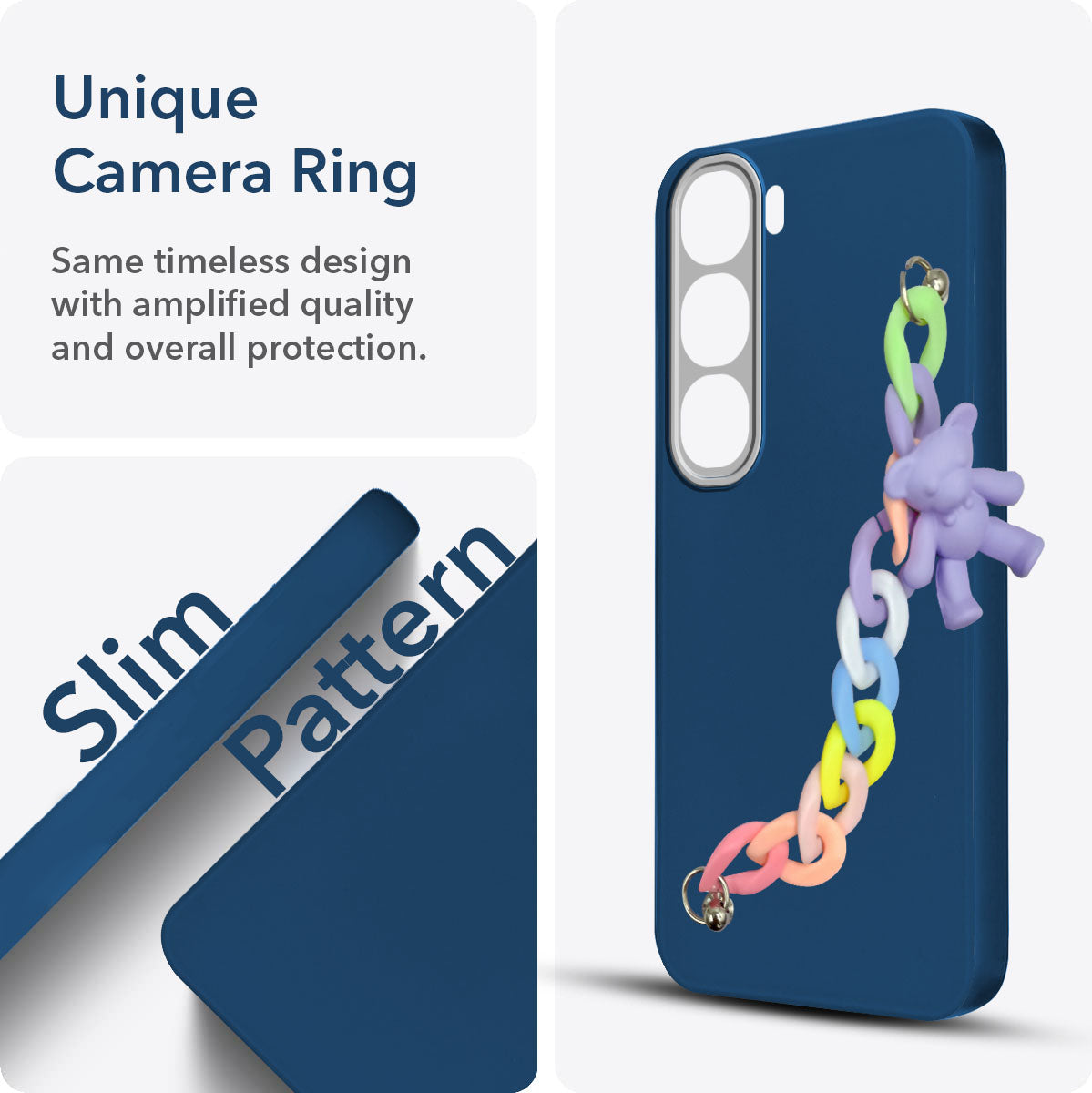 For Vivo Y31 5G Back Cover Case Silicone (Matte Finish |Wrist Hanging Chain | Teddy Bracelet Charms | Full Camera Protection)