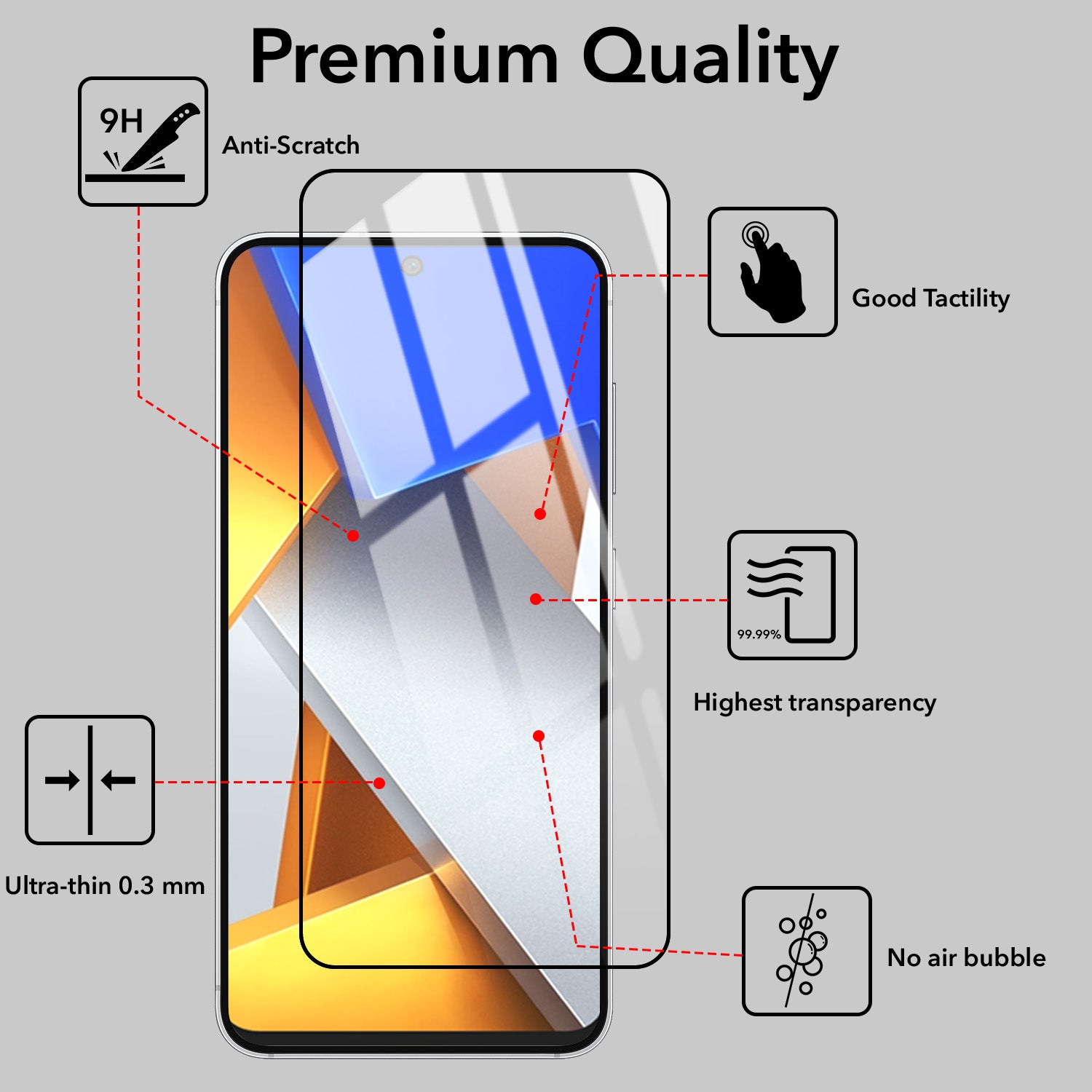 Tempered Glass For Poco M4 Pro 4G Military-Grade Gorilla Screen Protector  With Installation Kit | Shatterproof, Full Coverage, HD Clear, Scratch Resistant (Pack of 1)