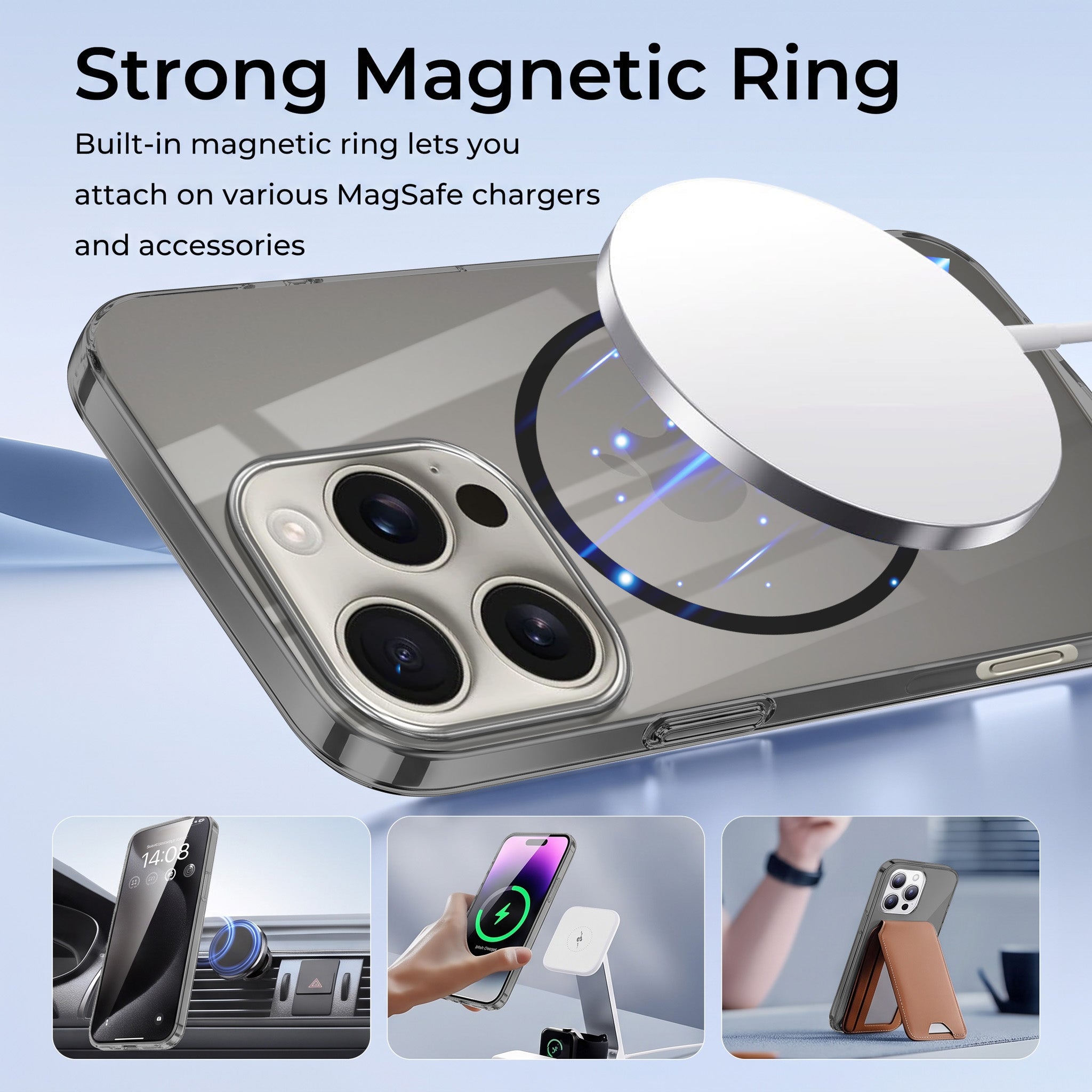 For iPhone 16 Pro Max Back Case Cover Crystal Anti Yellow (Unbreakable PC | MagSafe Wireless Charging Support |Camera Protection Bump)