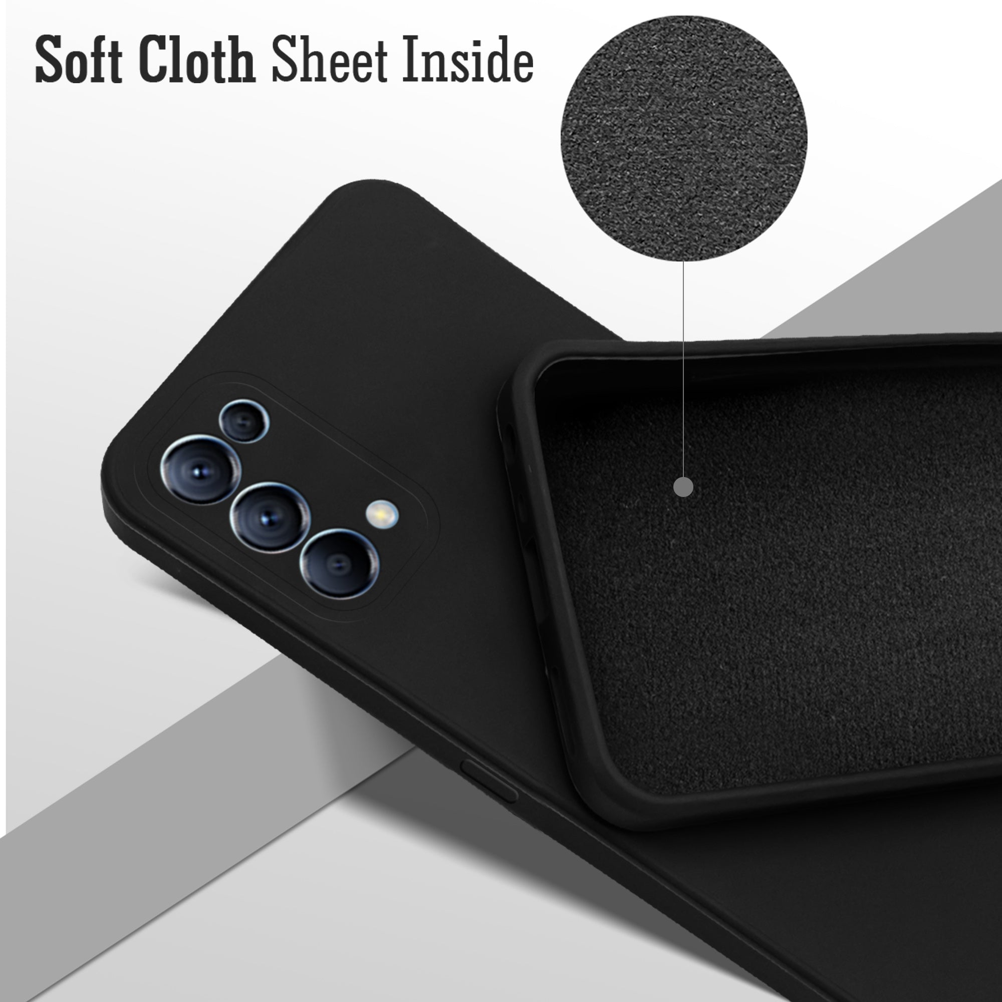 For Oppo Reno 5 Back Cover Case ( Matte Finish Silicone with Inside Fiber cloth)