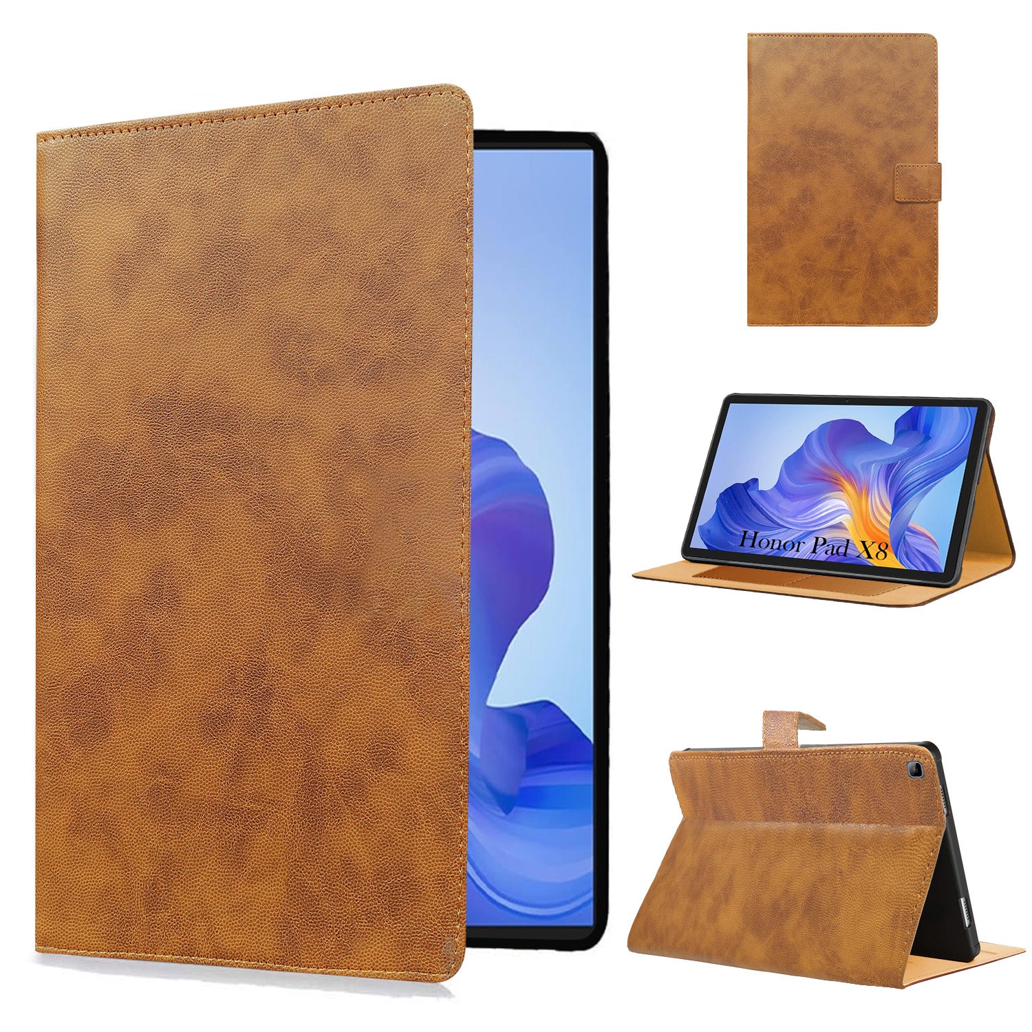 For Honor Pad X8 10.1 Inch AGM3-W09HN Flip Cover Folio Cover (PU Leather | Multi-Angle Smart Stand | Card Storage Slots | Silicone Back Pouch)