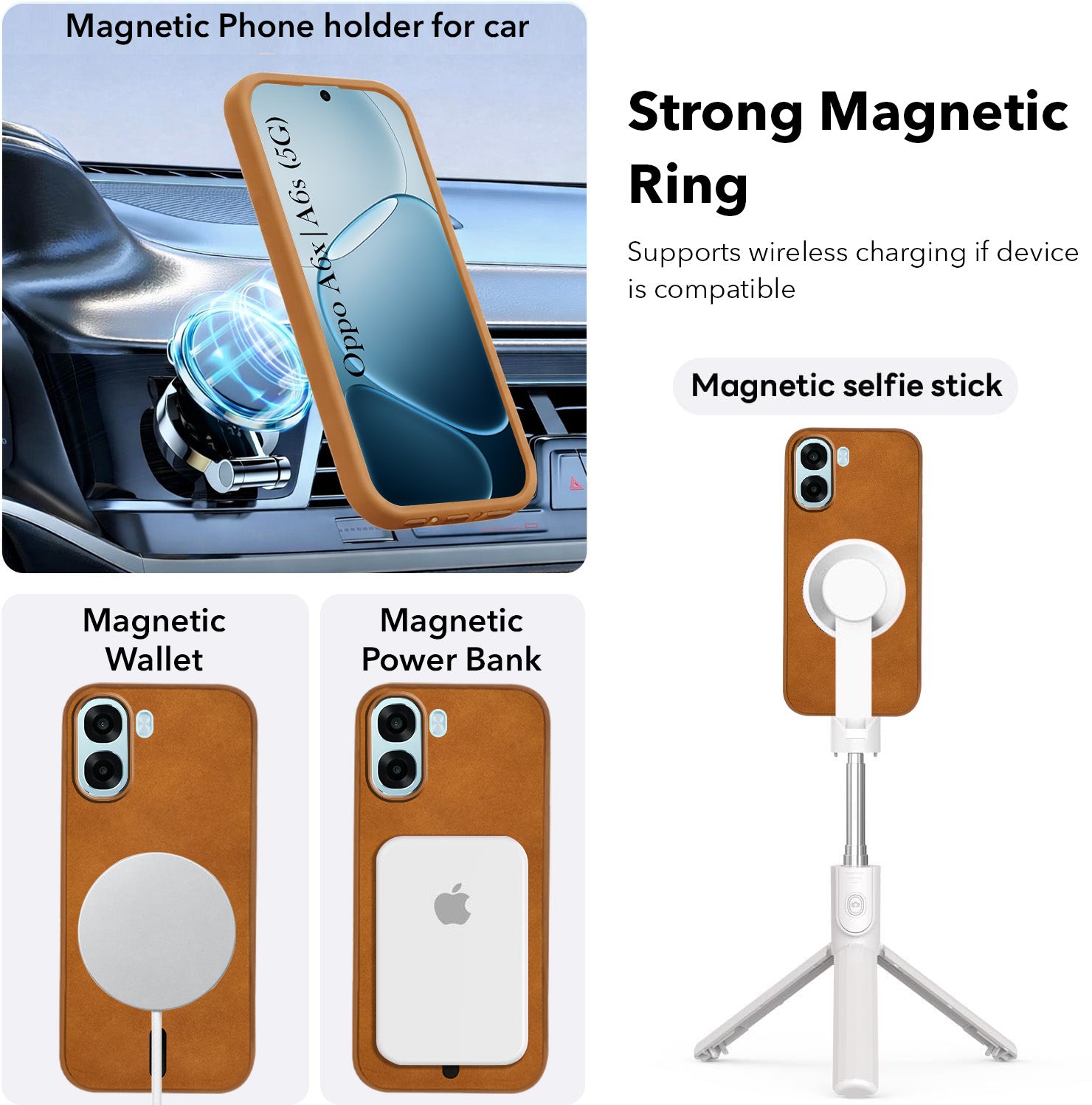 For Oppo A6X | Oppo A6S Back Cover Case Leather Finish (MagSafe Compatible Wireless Charging | Soft Touch | Camera Bump Protection)