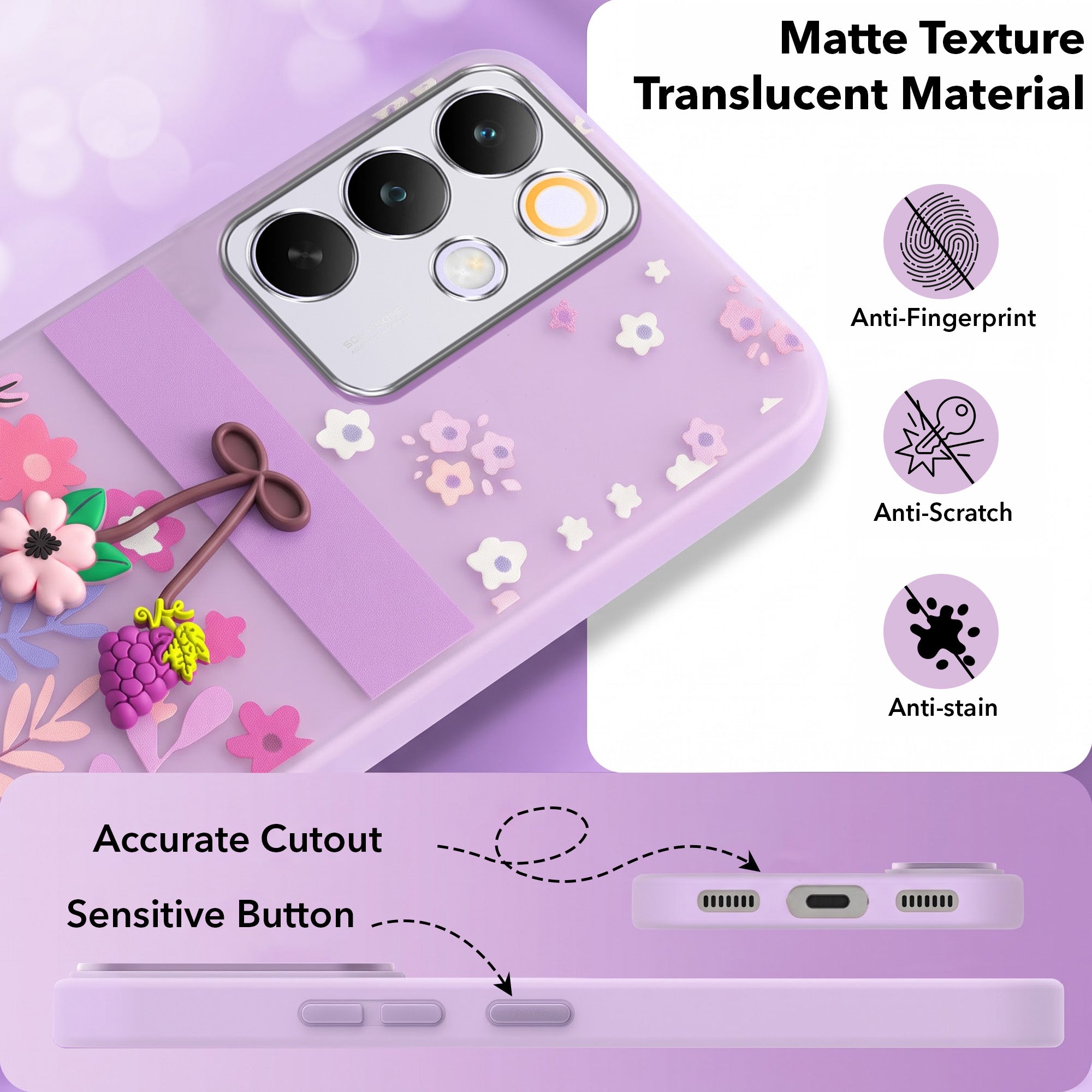 For Realme C85 5G | Realme Narzo 90x Back Cover Case (3D Cute Cartoons | Hard Back Side Soft | atte Premium Finish | HD Printing)