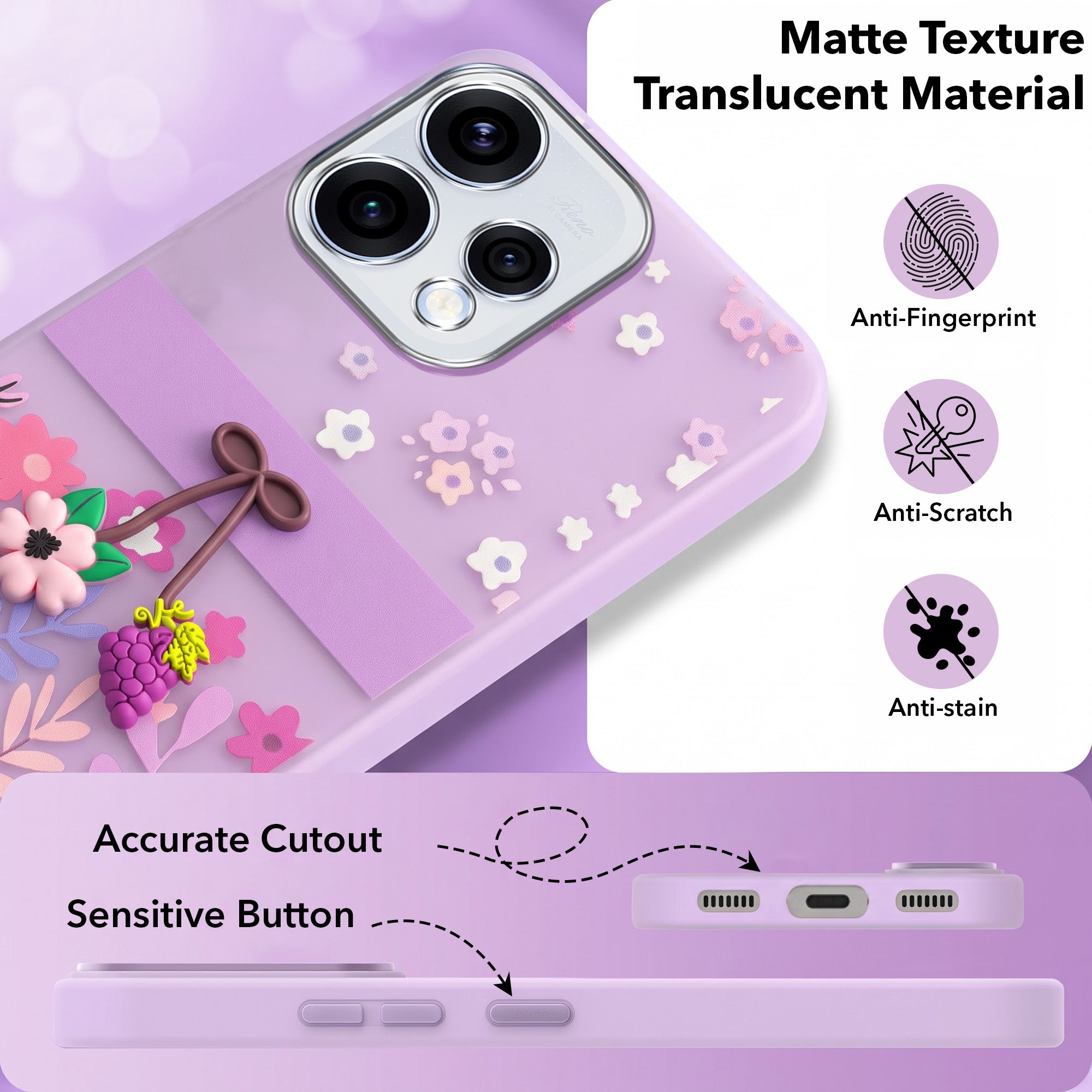 For Oppo Reno15 5G | Oppo Reno 15 5G Back Cover Case (3D Cute Cartoons | Hard Back Side Soft | Matte Premium Finish | HD Printing)