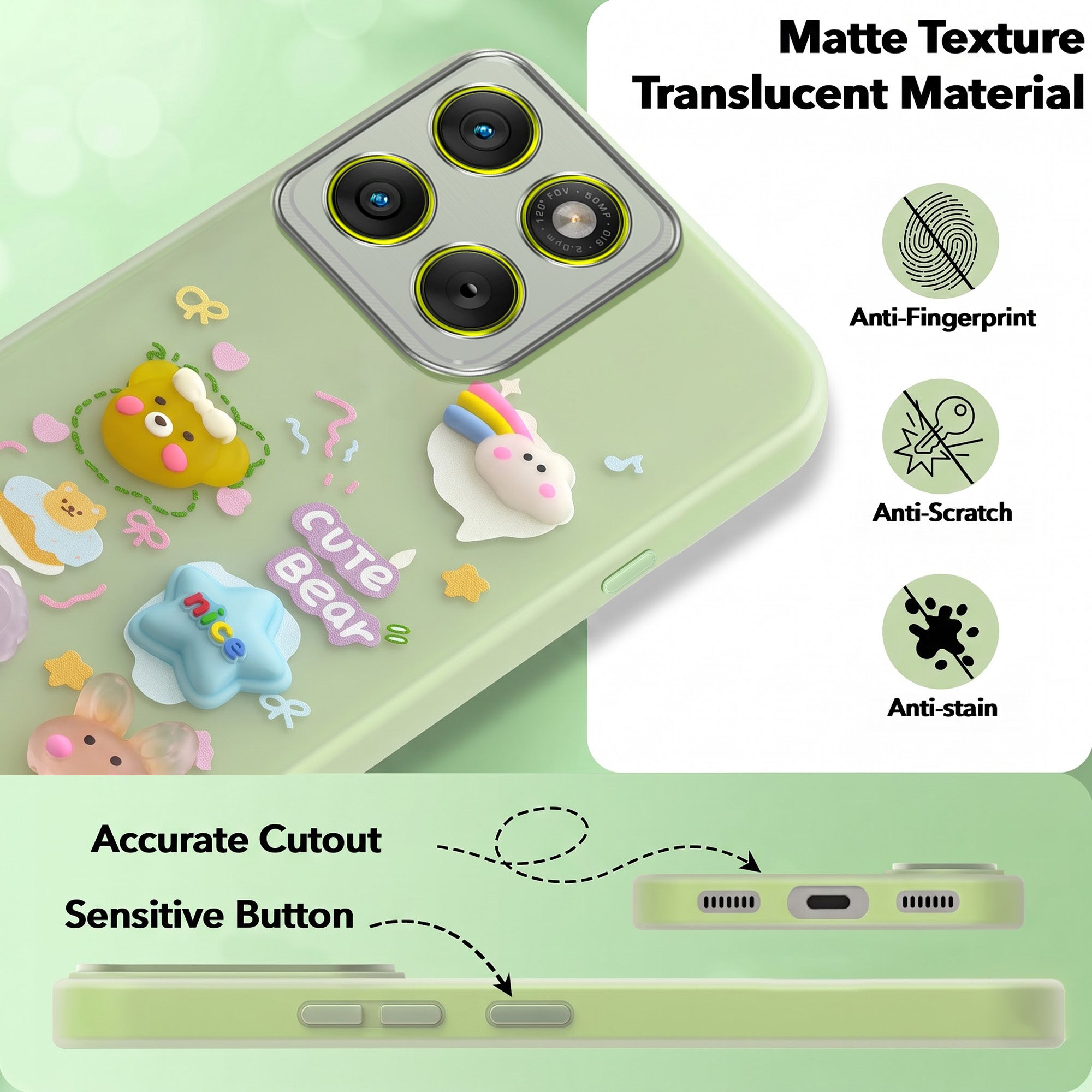 For Motorola Moto Edge 70 Back Cover Case (3D Cute Cartoons | Hard Back Side Soft | Matte Premium Finish | HD Printing)