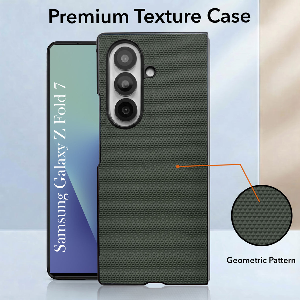 For Samsung Galaxy Z Fold 7 Premium Cover Case (Geometric Textured Hard PC | Soft Cloth Lining & Slim Shockproof Protection)