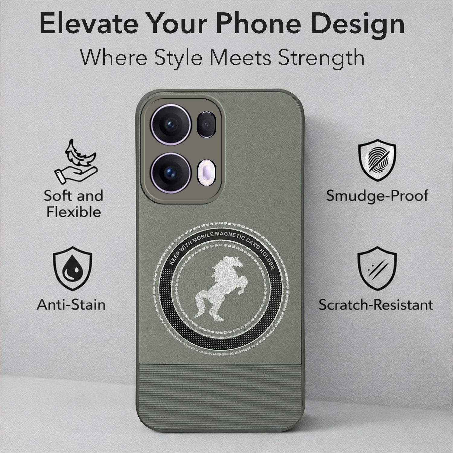 For Oppo Reno13 Pro 5G | Oppo Reno 13 Pro 5G Back Cover Case PU Leather Finish (Professional Minimalist Texture | MagSafe Compatile | Camera Protection | Sleek Sober Formal)