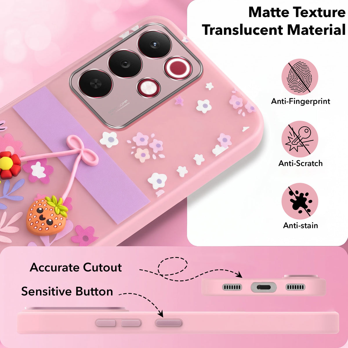 For Realme 15X Back Cover Case (3D Cute Cartoons | Hard Back Side Soft | Matte Premium Finish | HD Printing)