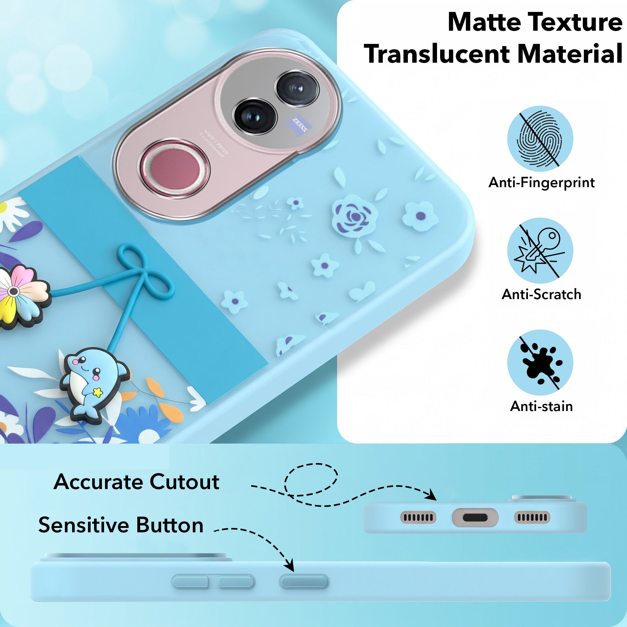 For Vivo V50 | Vivo V50e Back Cover Case (3D Cute Cartoons | Hard Back Side Soft | Matte Premium Finish | HD Printing)