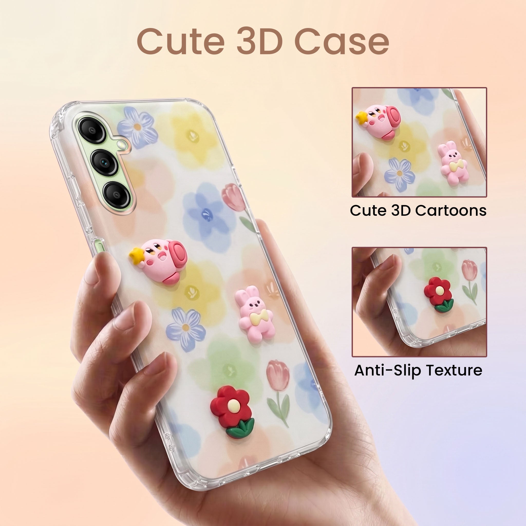 For Samsung Galaxy A14 4G | 5G Back Cover Case (3D Cute Cartoons | Hard Back Side Soft | Matte Premium Finish | HD Printing)
