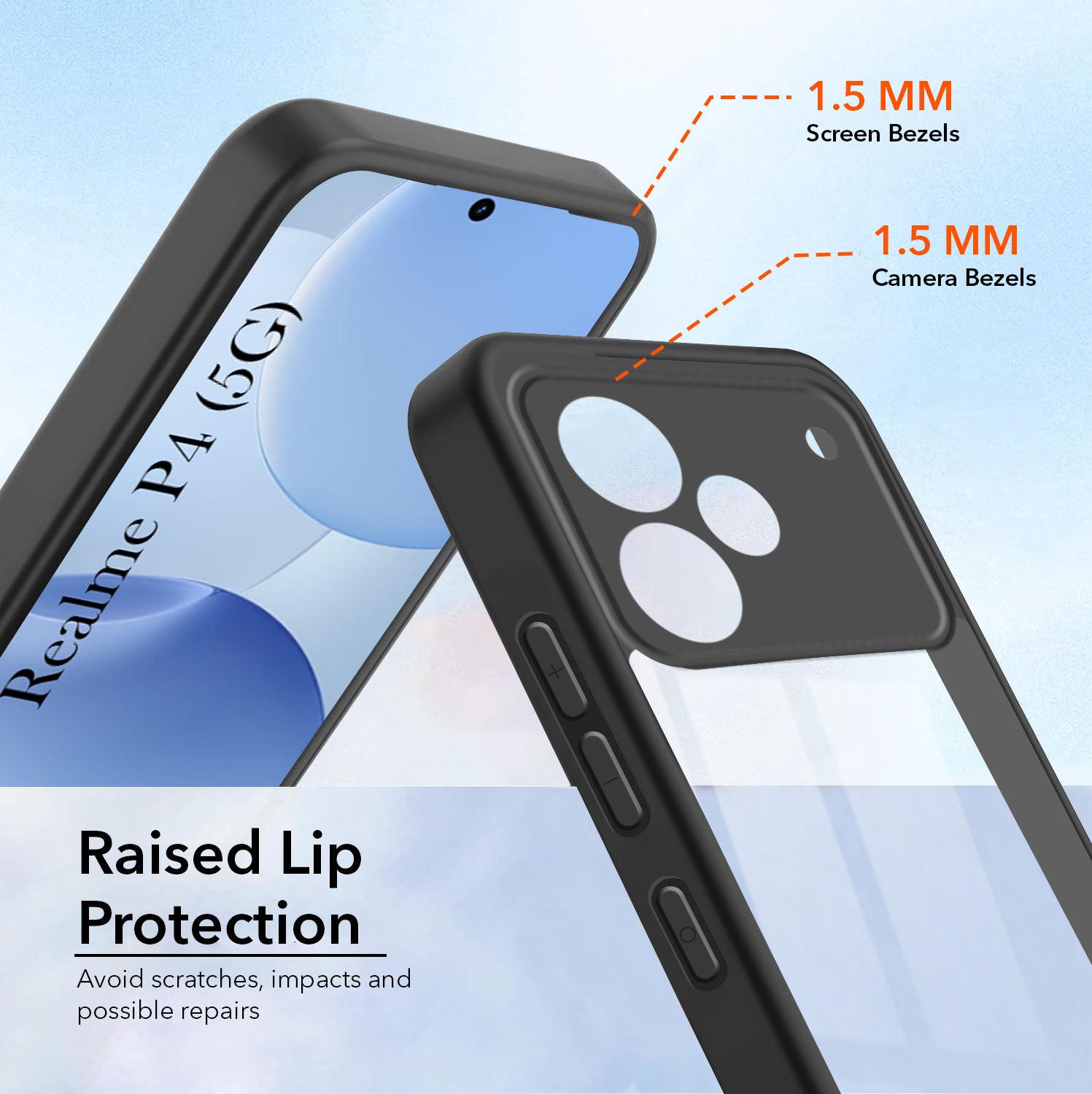 For Realme P4 Combo with Back Cover and 9H Tempered Glass (Lifetime Anti-Yellow | Sleek Hard Crystal | Oleophobic Coating Screen Glass)