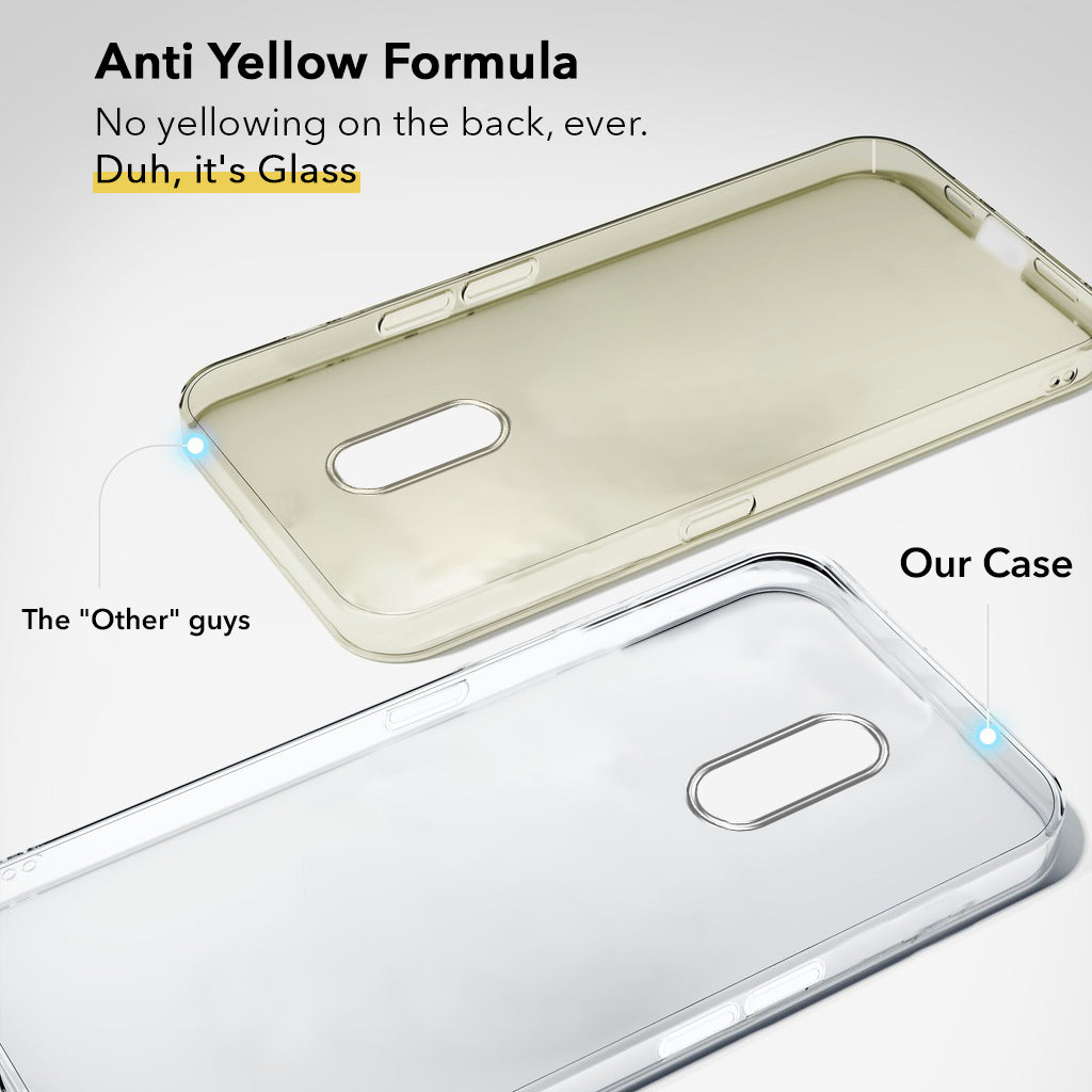For OnePlus 7 Back Cover Case Lifetime Anti-Yellow Clear (Sleek Hard Crystal | Shockproof and Camera Protection)