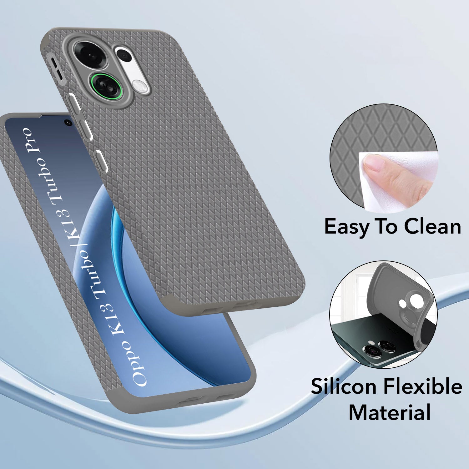 For Oppo K13 Turbo | Oppo K13 Turbo Pro Back Cover Case (Camera Protection | Side Grip Texture | Soft and Flexible)