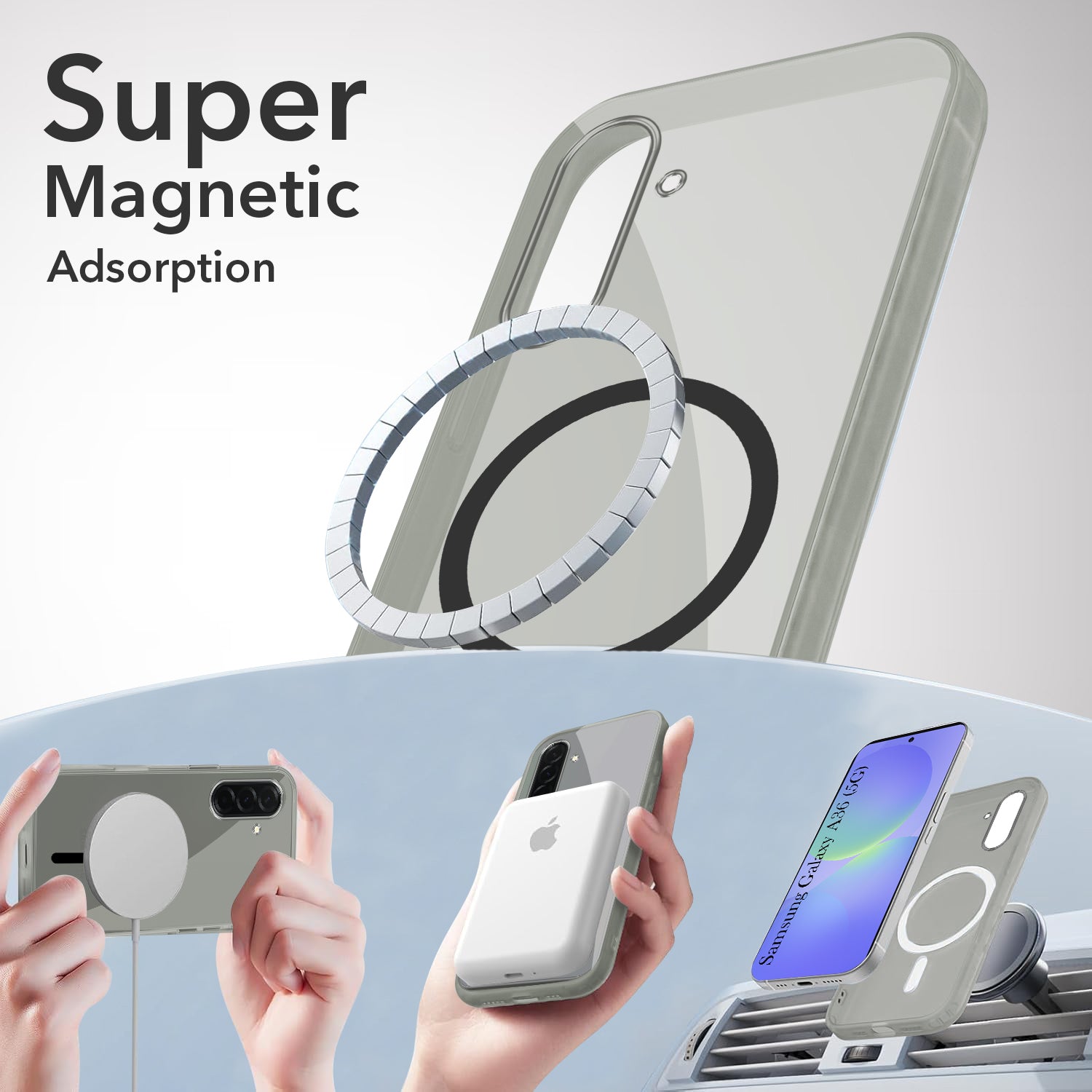 For Samsung Galaxy A36 5G Back Cover Case Lifetime Anti-Yellow MagSafe Compatible Clear (Sleek Hard Crystal | Shockproof and Camera Protection)
