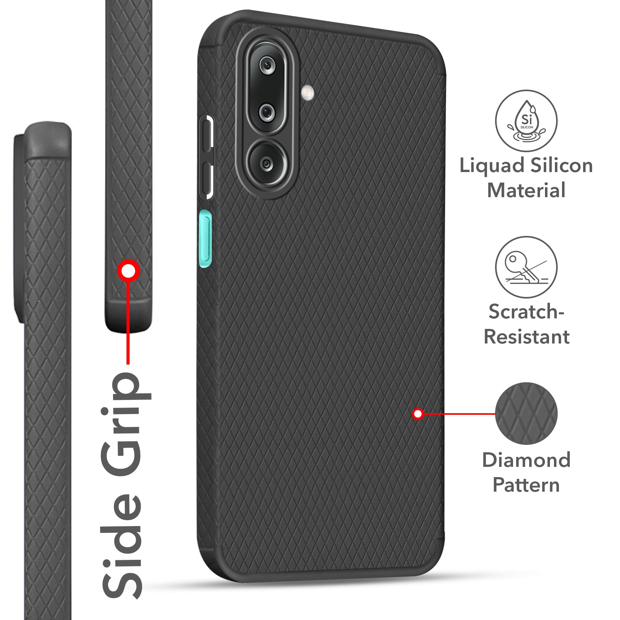 For Samsung Galaxy M36 | Samsung Galaxy F36 Back Cover Case Liquid Silicone (Camera Protection | Side Grip Texture | Soft and Flexible)