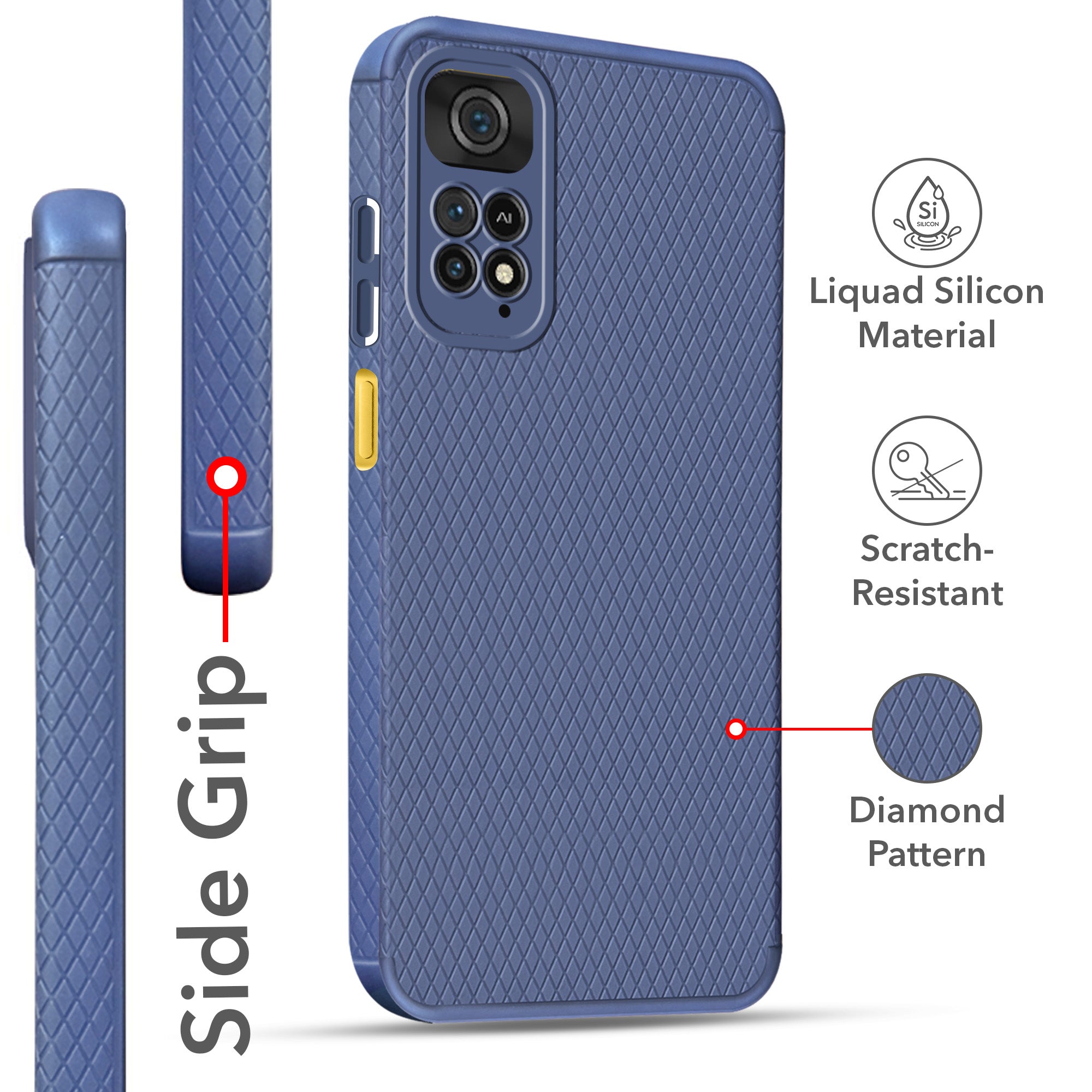 For Poco M4 Pro 4G Back Cover Case (Liquid Silicone | Side Grip | Camera Protection)