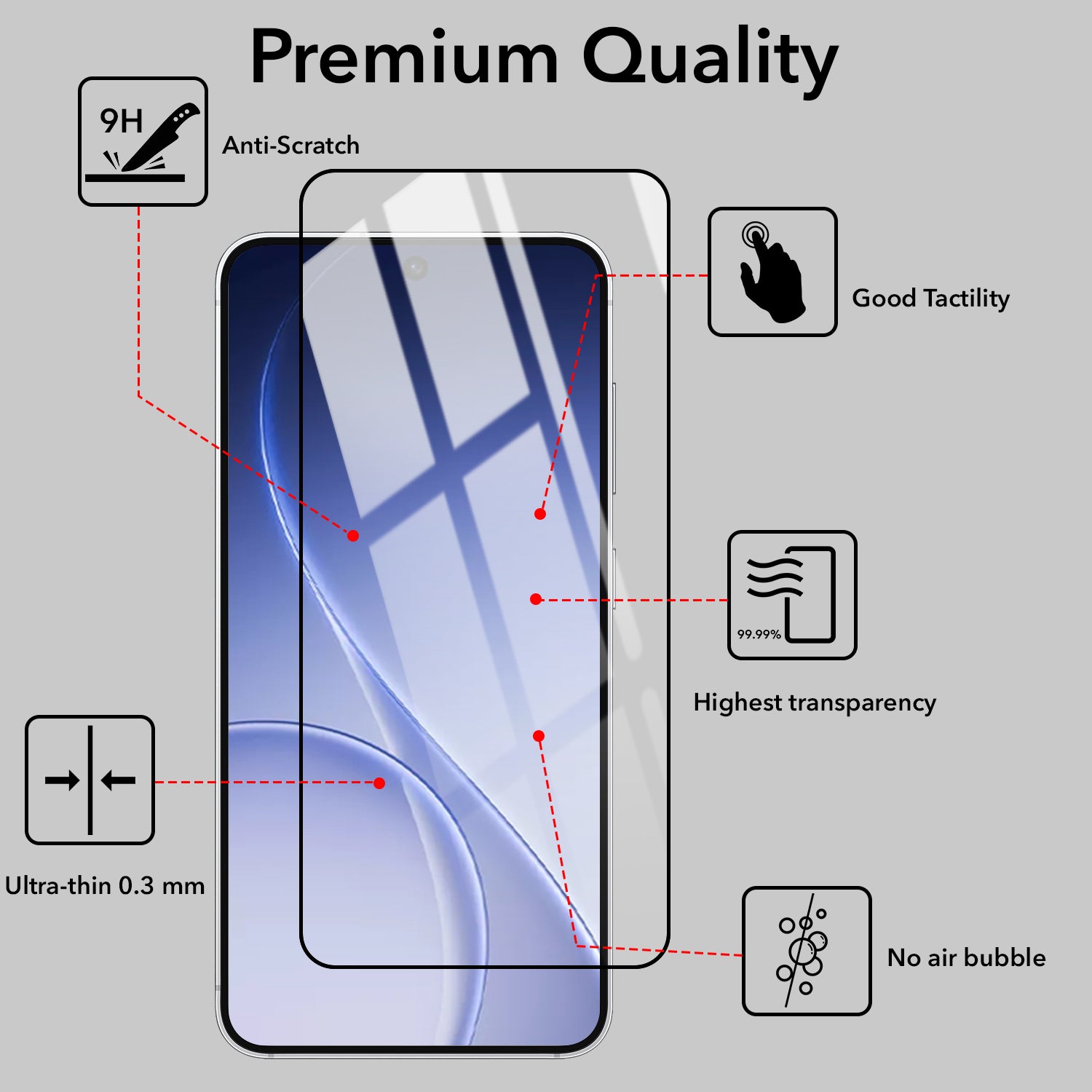 Tempered Glass For Oppo Reno 15c Military-Grade Gorilla Tempered Glass Screen Protector With Installation Kit | Shatterproof, Full Coverage, HD Clear, Scratch Resistant (Pack of 1)