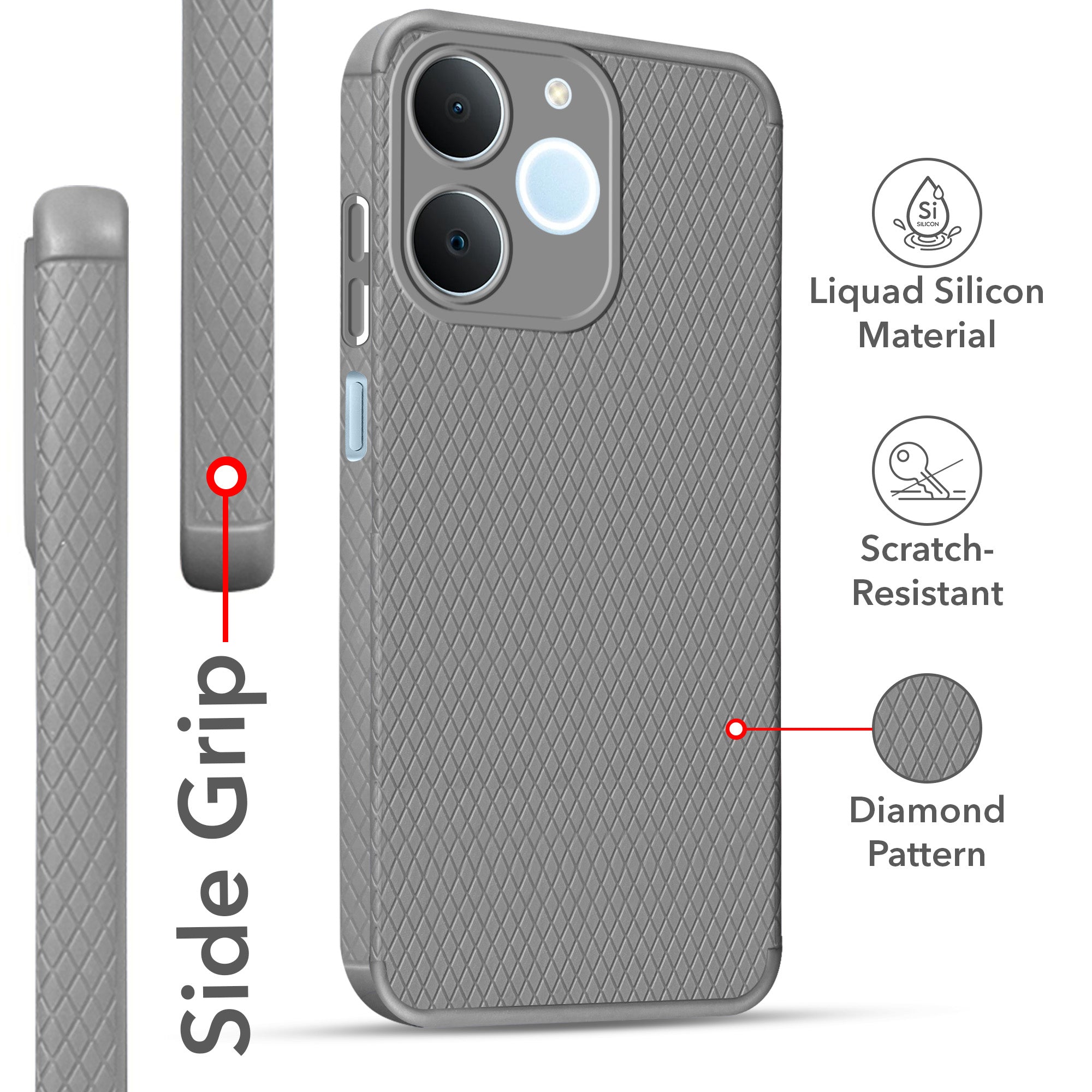 For Realme C71 Back Cover Case Liquid Silicone (Camera Protection | Side Grip Texture | Soft and Flexible)